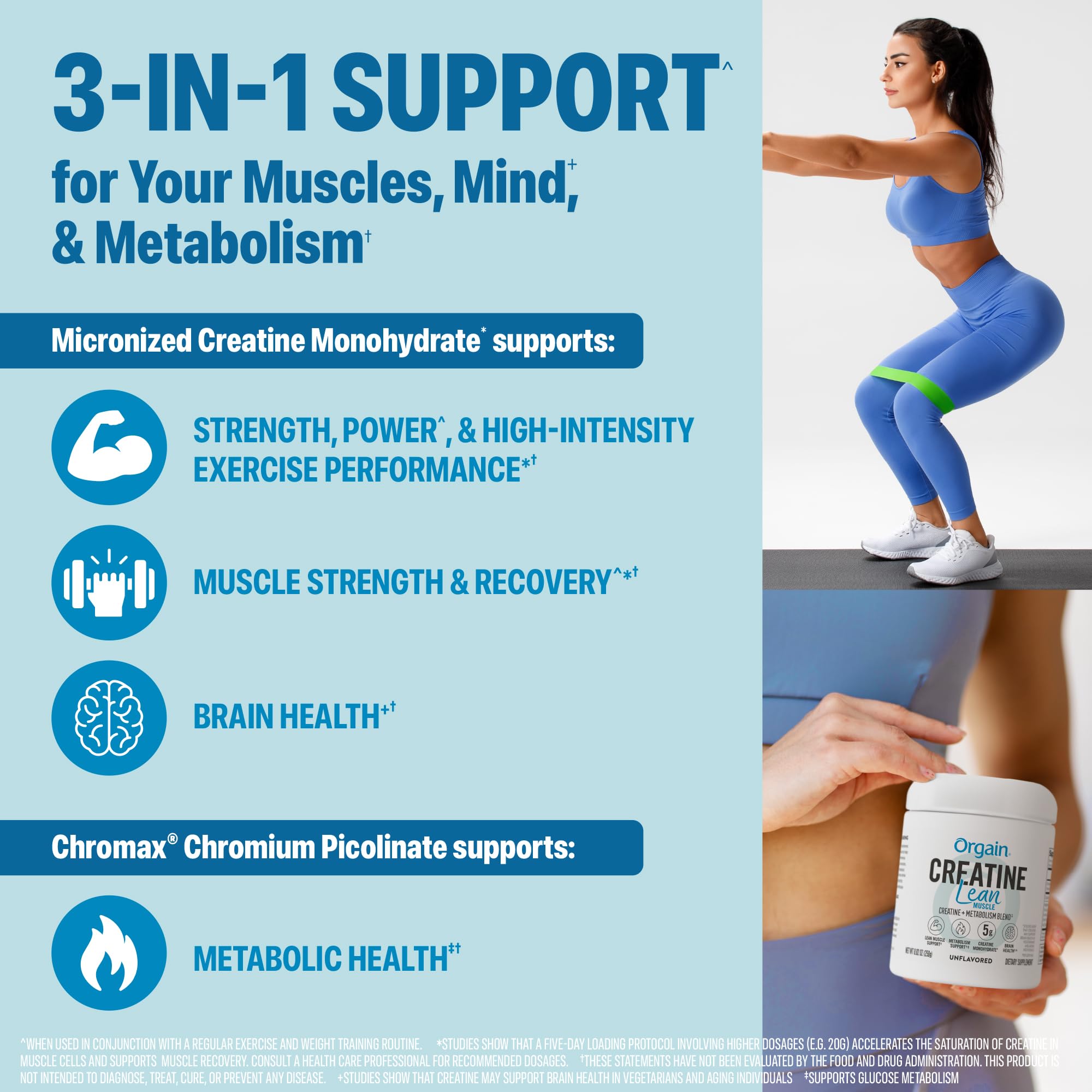 Orgain Micronized Creatine Monohydrate Lean Muscle Powder with Metabolism Blend, Unflavored, 50 Servings, Supports Muscle Strength and Brain Health, No Dairy or Soy, Gluten Free, Vegan OrgainAu supplements