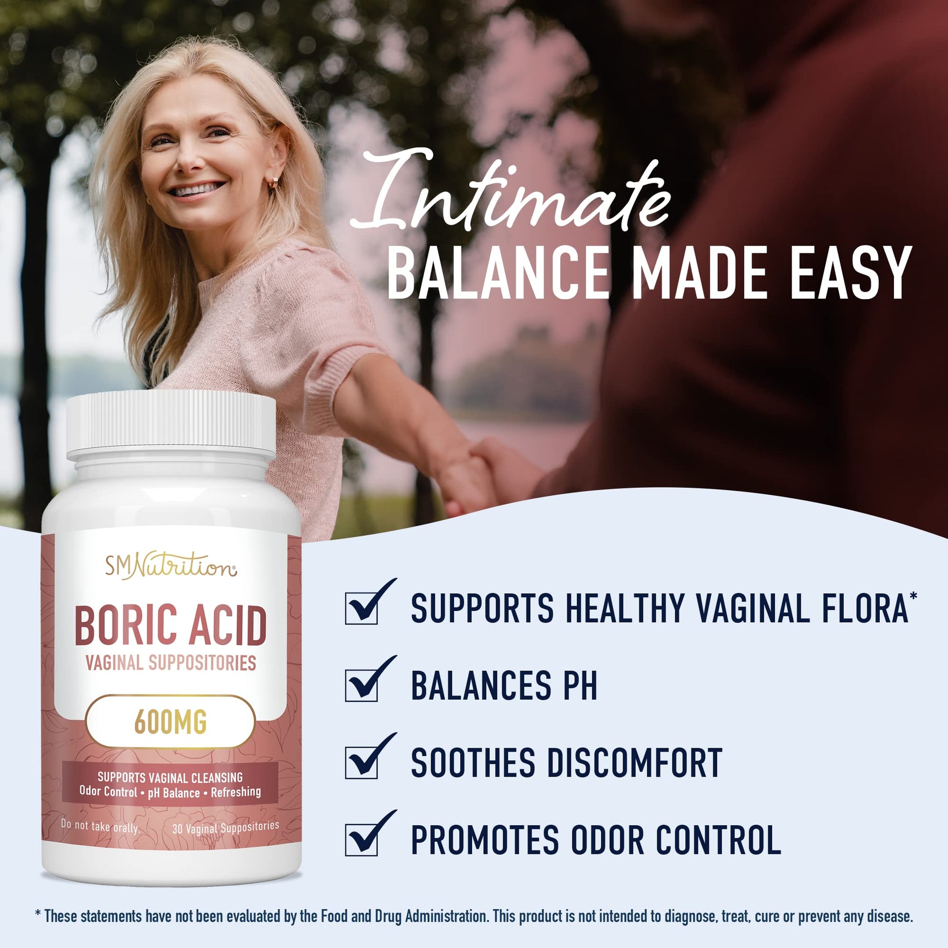 Boric Acid Suppositories for Women | 600mg | for pH Balance, Vaginal Odor & Itching | Feminine Intimate Health SMNutritionAu supplements
