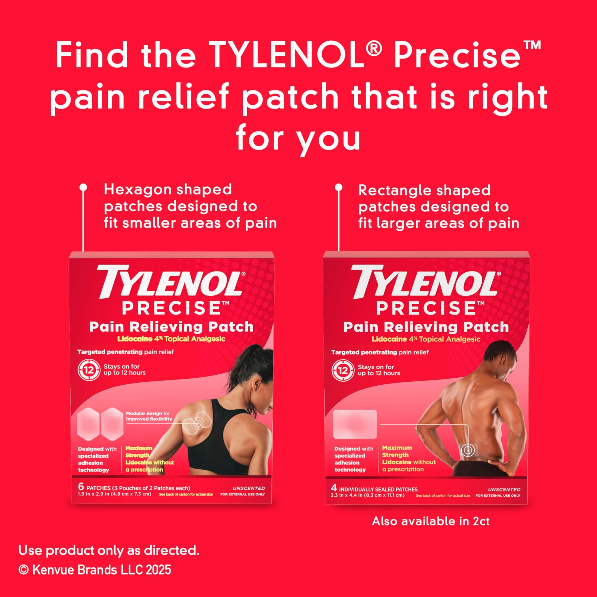 Tylenol Precise Pain Relieving Patches, Topical Analgesic Patches + Maximum OTC Strength Lidocaine Penetrates, Targeted Relief Ideal for Shoulder, Back & Knee Pain, Unscented, 3 x 2 ct TylenolAu supplements