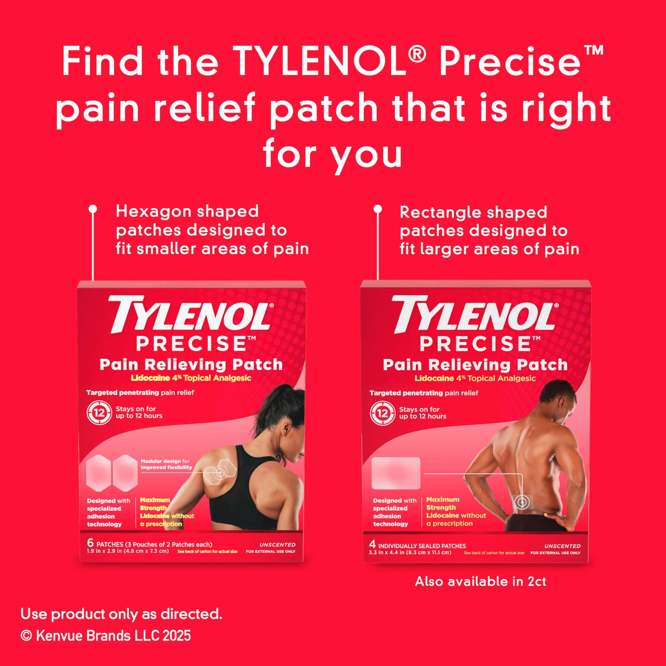 Tylenol Precise Pain Relieving Patches, Large Topical Analgesic Patches + Maximum OTC Strength Lidocaine Penetrates, Targeted Relief Ideal for Shoulder, Back & Knee Pain, Unscented, 4 ct TylenolAu supplements