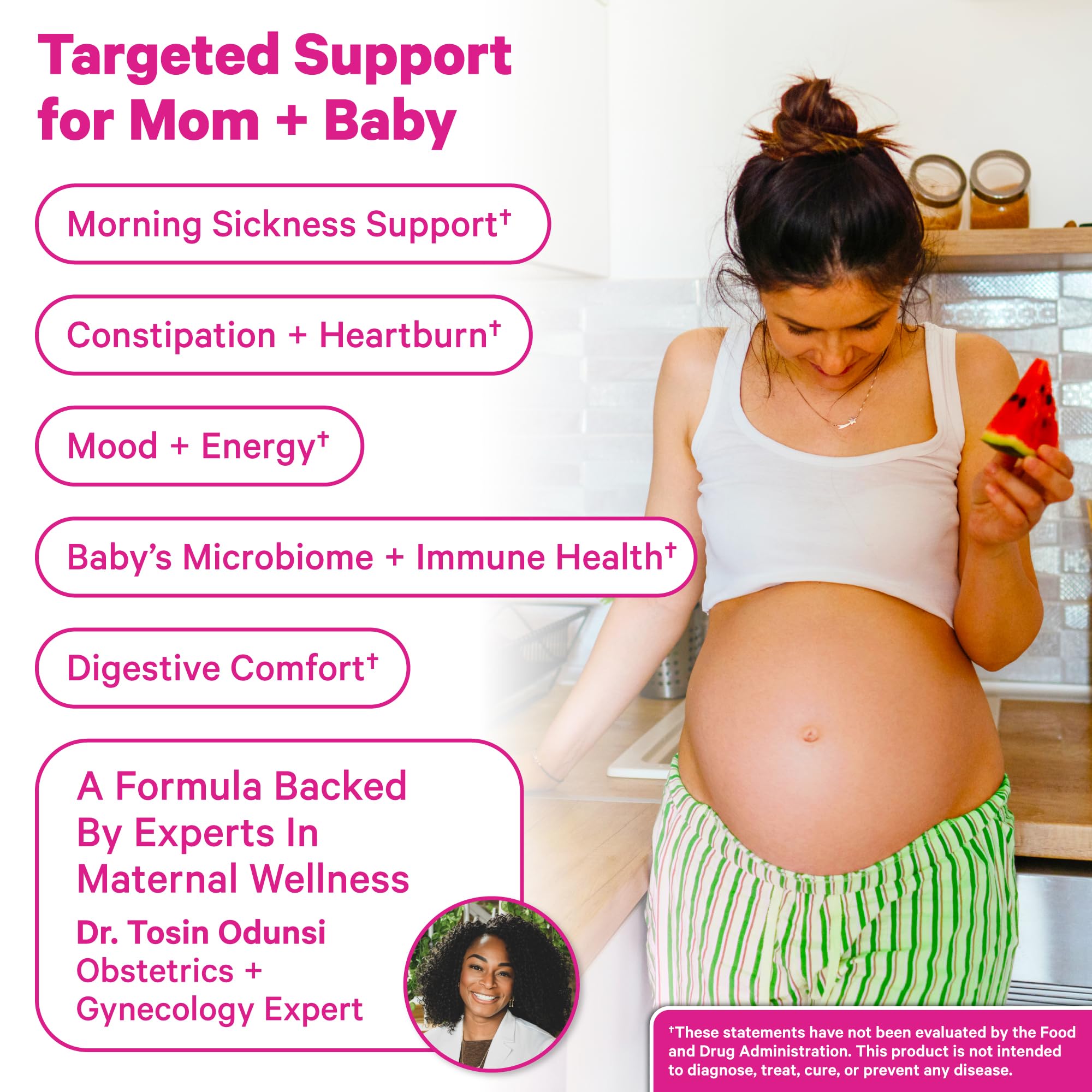Pink Stork Prenatal Probiotic for Women with 50 Billion CFU | Vitamin B6 & Prebiotics | Pregnancy Probiotics for Morning Sickness | Digestive, Immune, & Gut Health | Vegan & Gluten-Free | 30 Capsules Pink StorkAu supplements