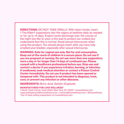 Love Wellness The Killer & Flora Power | Vaginal Suppository Duo with Boric Acid, Probiotics & Vitamin C | Supports pH Balance, Odor Control & Feminine Health | Fragrance-Free, Non-GMO & Paraben Free Love WellnessUS supplements
