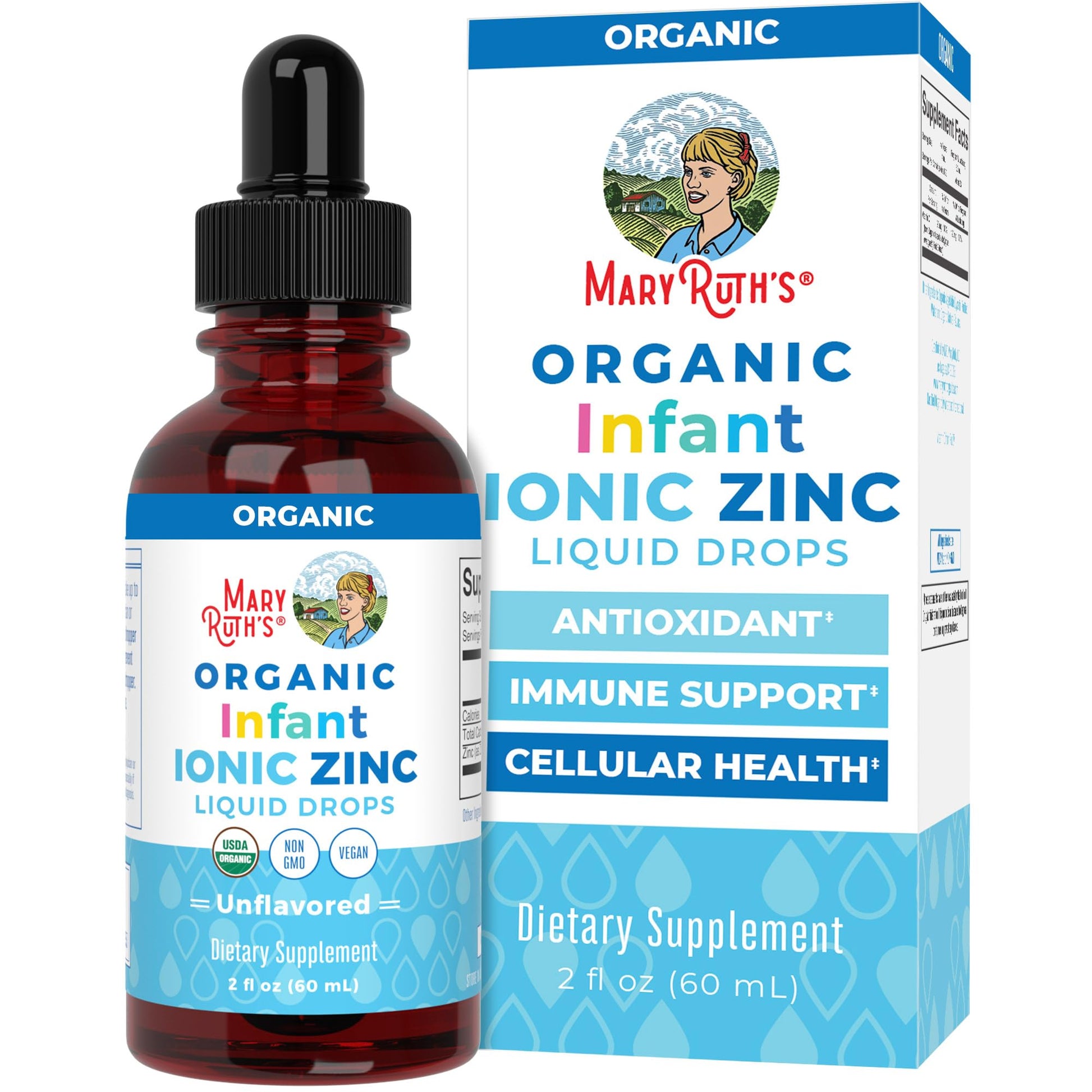 MaryRuth Organics Organic Infant Ionic Zinc Liquid Drops | Zinc Sulfate for Immune Support | Organic Glycerin | Antioxidant | Vegan | Formulated for Babies Ages 6-12 Months | 1 Month Supply | 2 Fl Oz MARYRUTH'SUS supplements