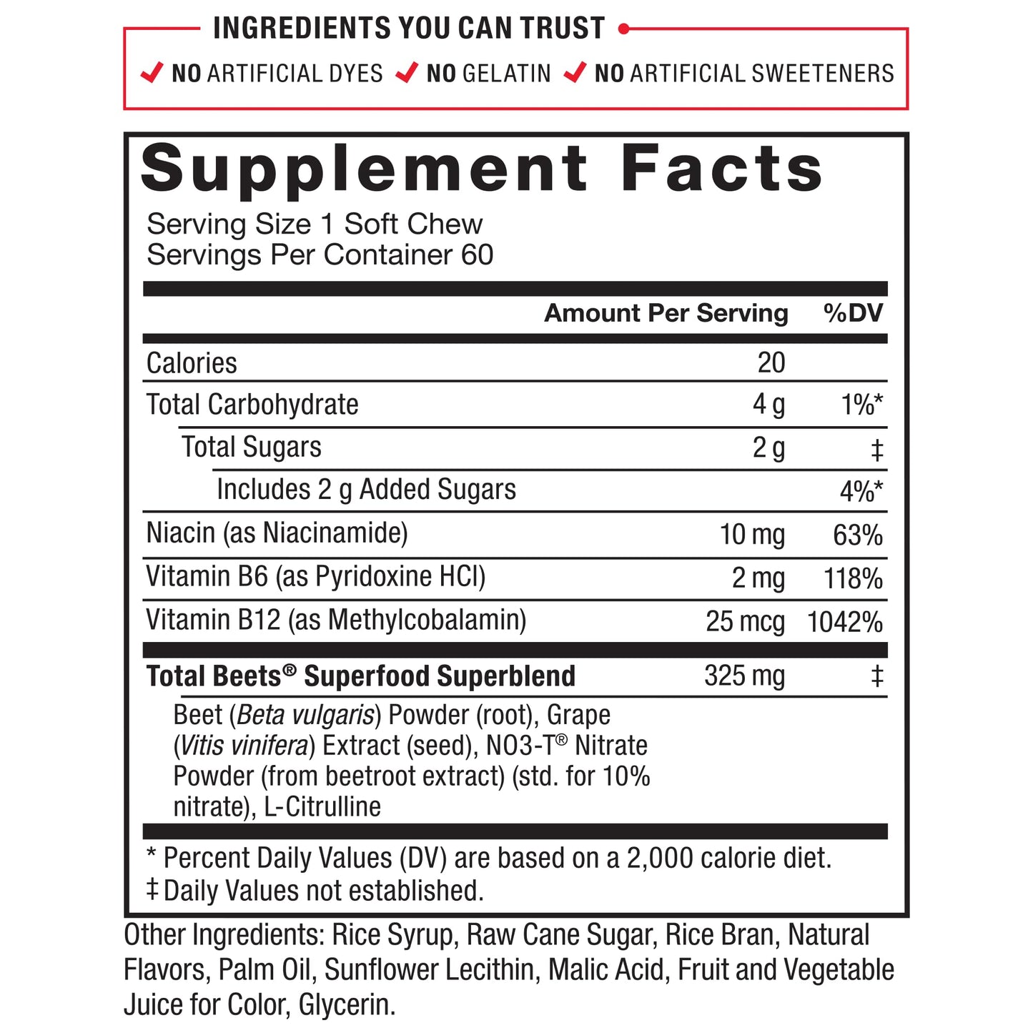 Force Factor Total Beets Soft Chews with Beetroot, Nitrates, L-Citrulline, Grapeseed Extract Force FactorUS supplements