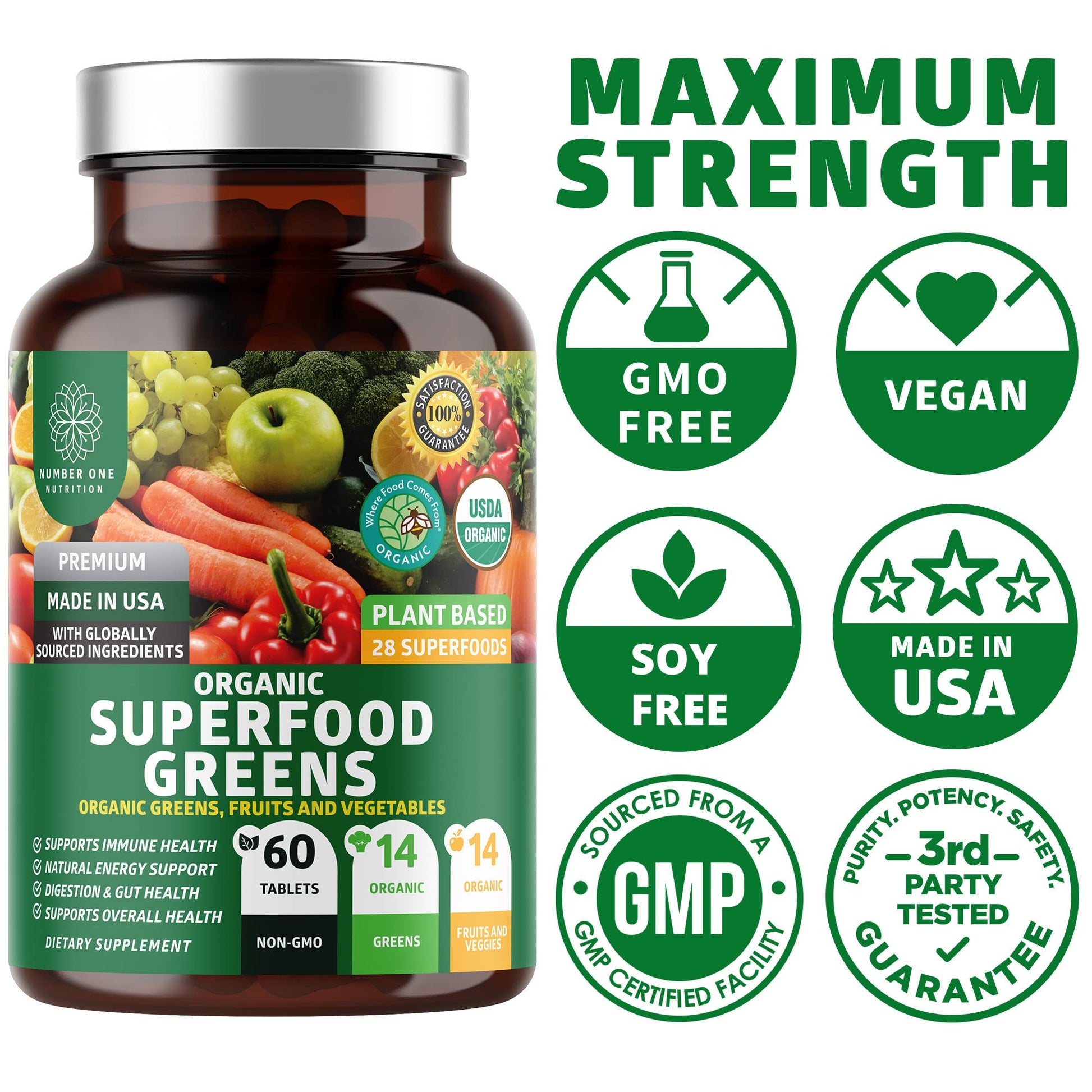 N1N Premium Organic Superfood Greens [28 Powerful Ingredients] Natural Fruit and Veggie Number One NutritionAu supplements