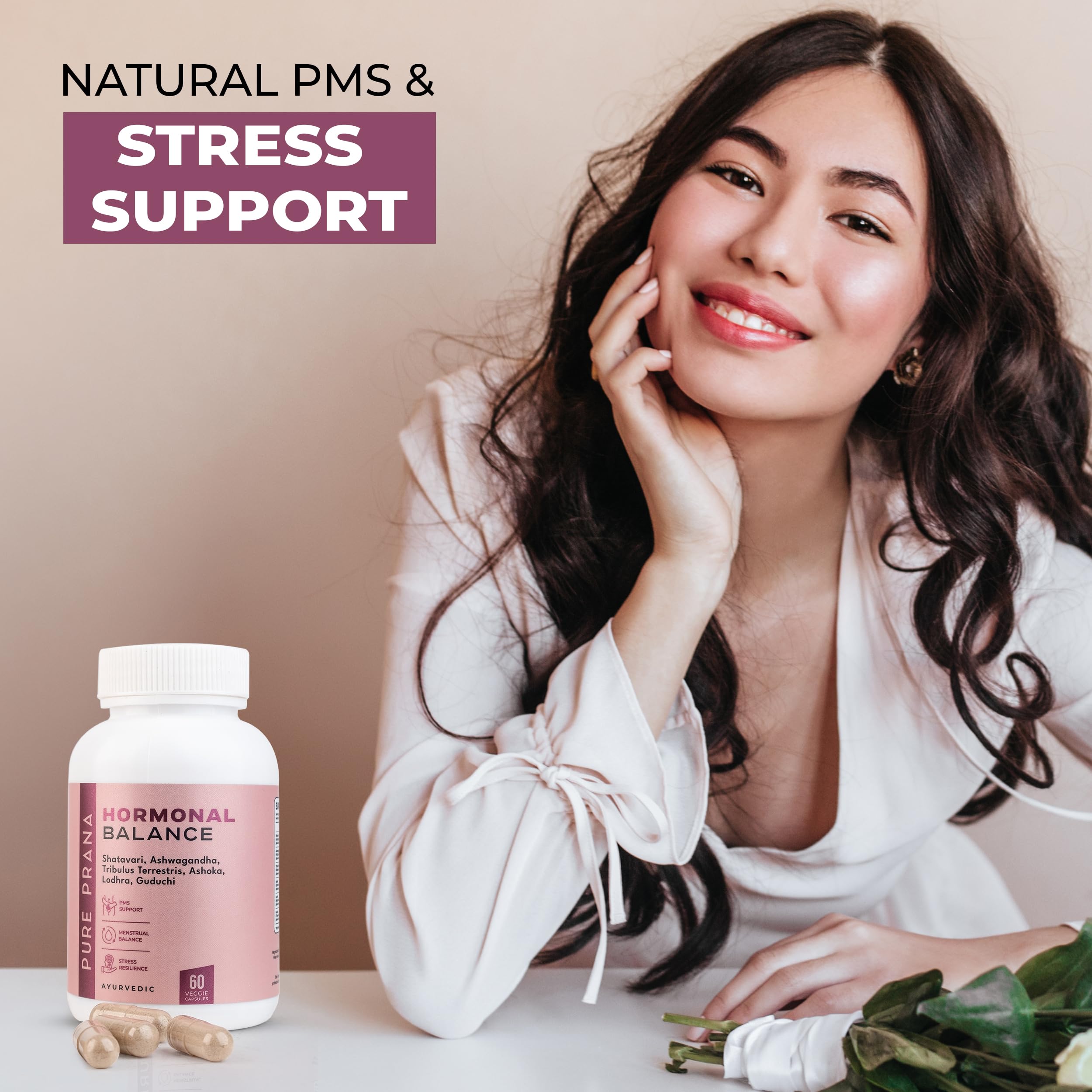 Pure Prana Ayurvedic Hormone Balance for Women - Shatavari & Ashwagandha Supplement for PMS Relief & Menstrual Support - Menopause, Perimenopause & Cortisol Support - 60 Capsules Pure PranaAu supplements