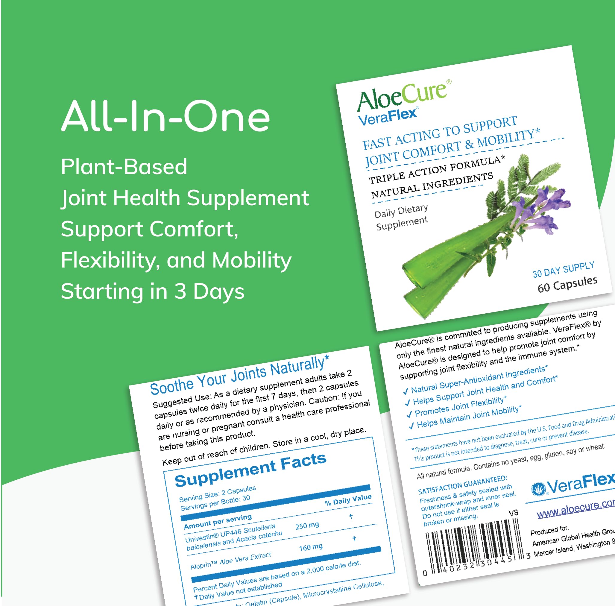 AloeCure VeraFlex Natural Joint Support Supplement with USDA Organic Aloe Vera AloeCureUS supplements
