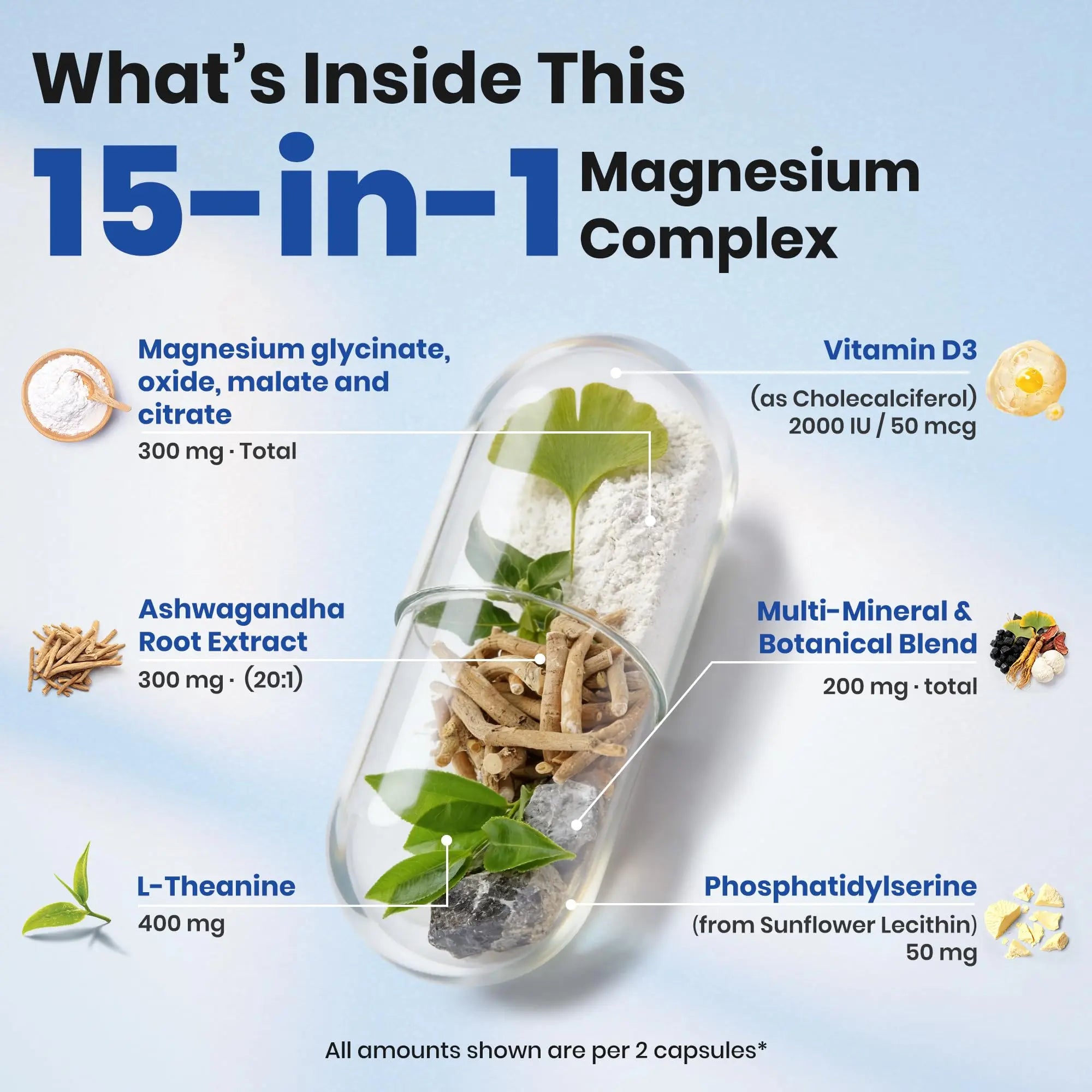 VEV DeepCalm Magnesium Complex for Women – 15-in-1 Glycinate & Citrate Capsules with Ashwagandha & L-Theanine – 120 Vegan Capsules VEVnz supplements