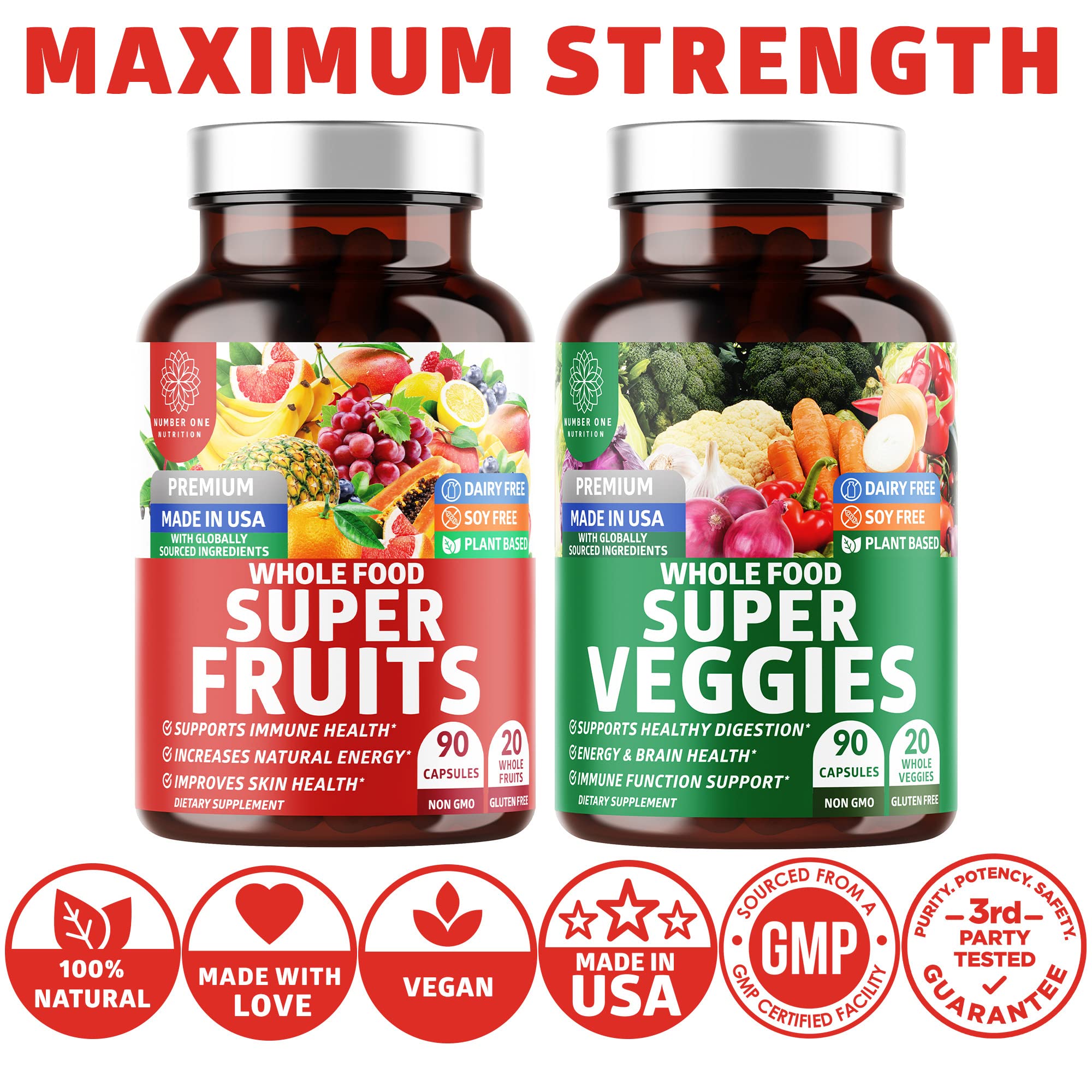 4-Pack N1N Premium Super Fruits & Veggies Supplement, 360 Caps, Whole Food & Natural Superfood for Women, Men & Kids - Packed with Aloe Vera, Vitamins & Minerals, Better Than Multivitamins,100% Vegan Number One NutritionAu supplements