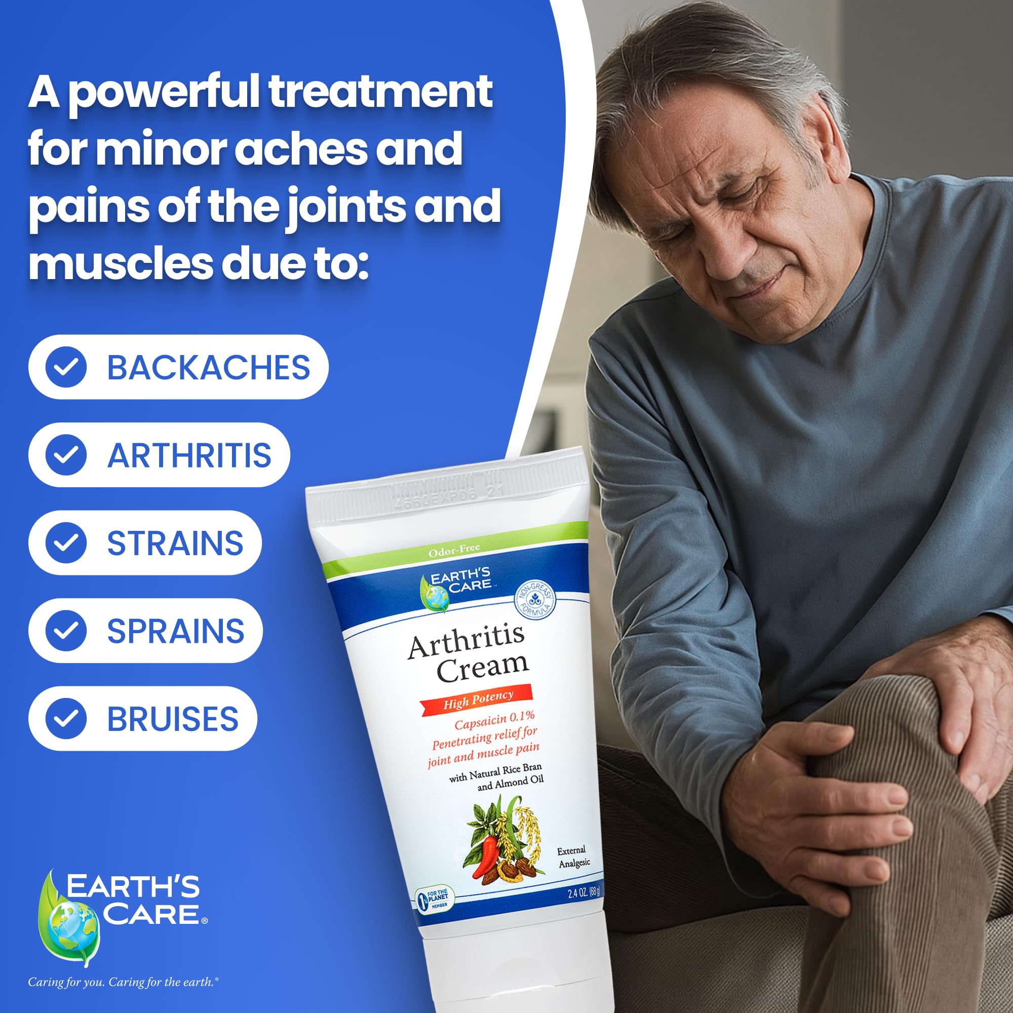 Earth's Care Arthritis Cream - Joint Cream with Natural Capsaicin - Topical Analgesic 2.4 OZ (Pack of 2) Earth's CareAu supplements