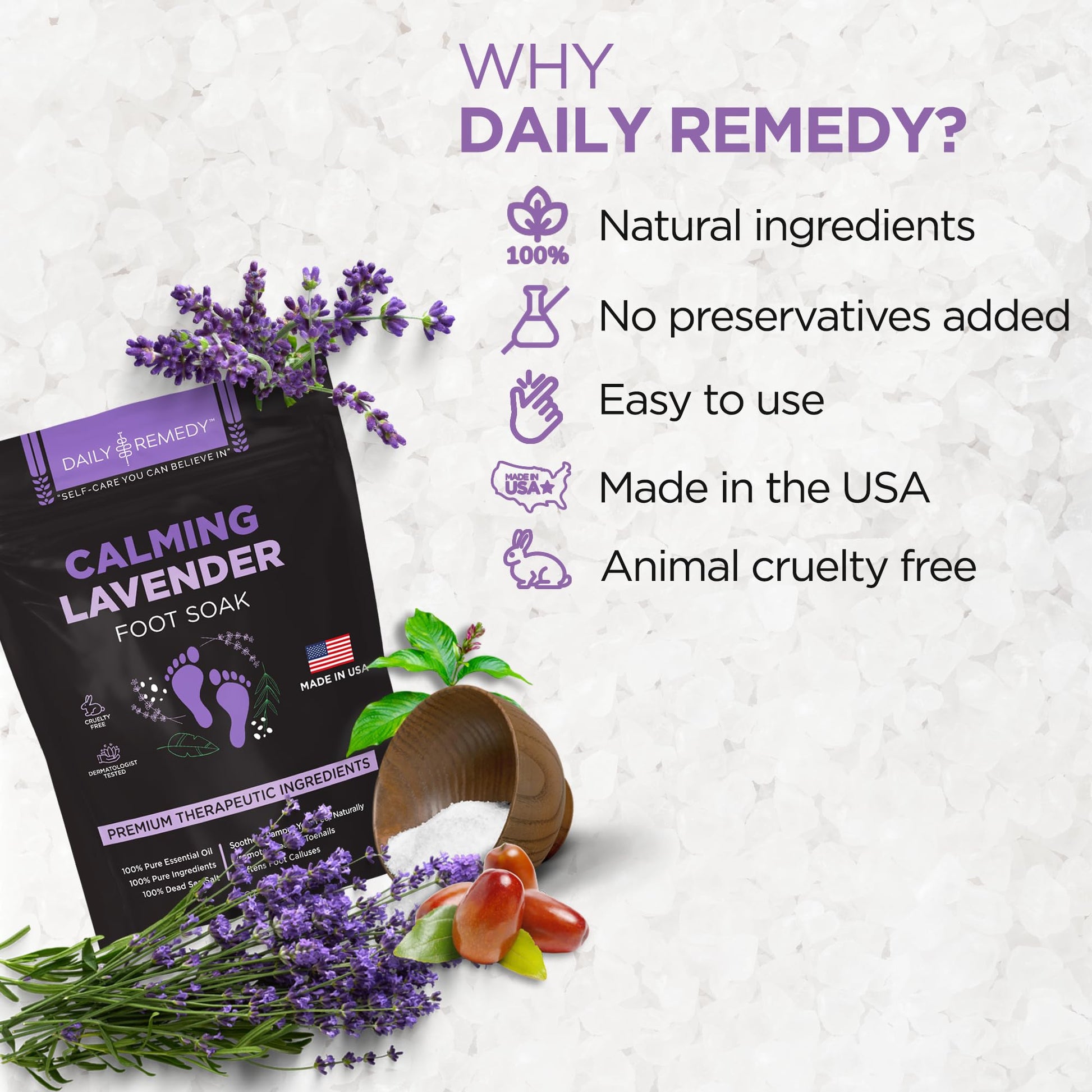 Calming Lavender Foot Soak with Epsom Salt, Made in USA, Foot Soak Soothes Sore Tired DAILY REMEDYUS supplements