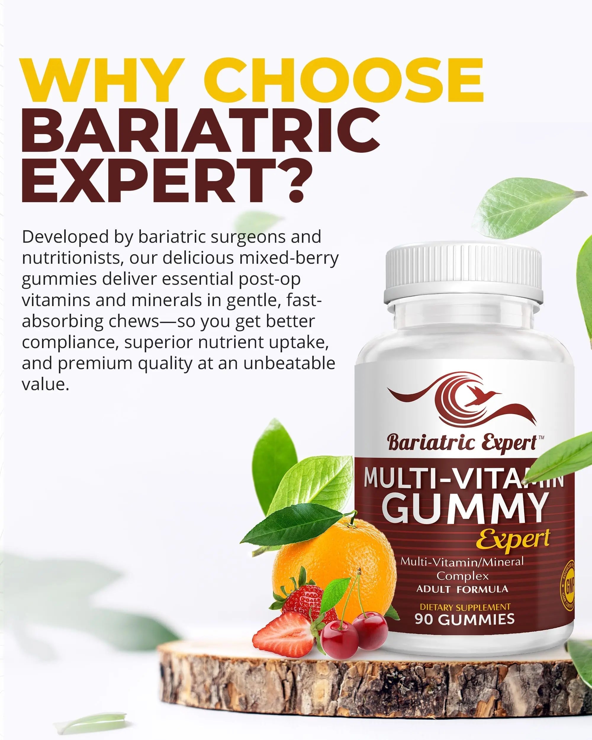 Bariatric Expert Multivitamin Gummies – Fast-Melting Dietary Supplement for Adults Post-Gastric Sleeve and Bypass, Nutritionist Recommended, 90 Count Bariatric Food ExpertAu supplements