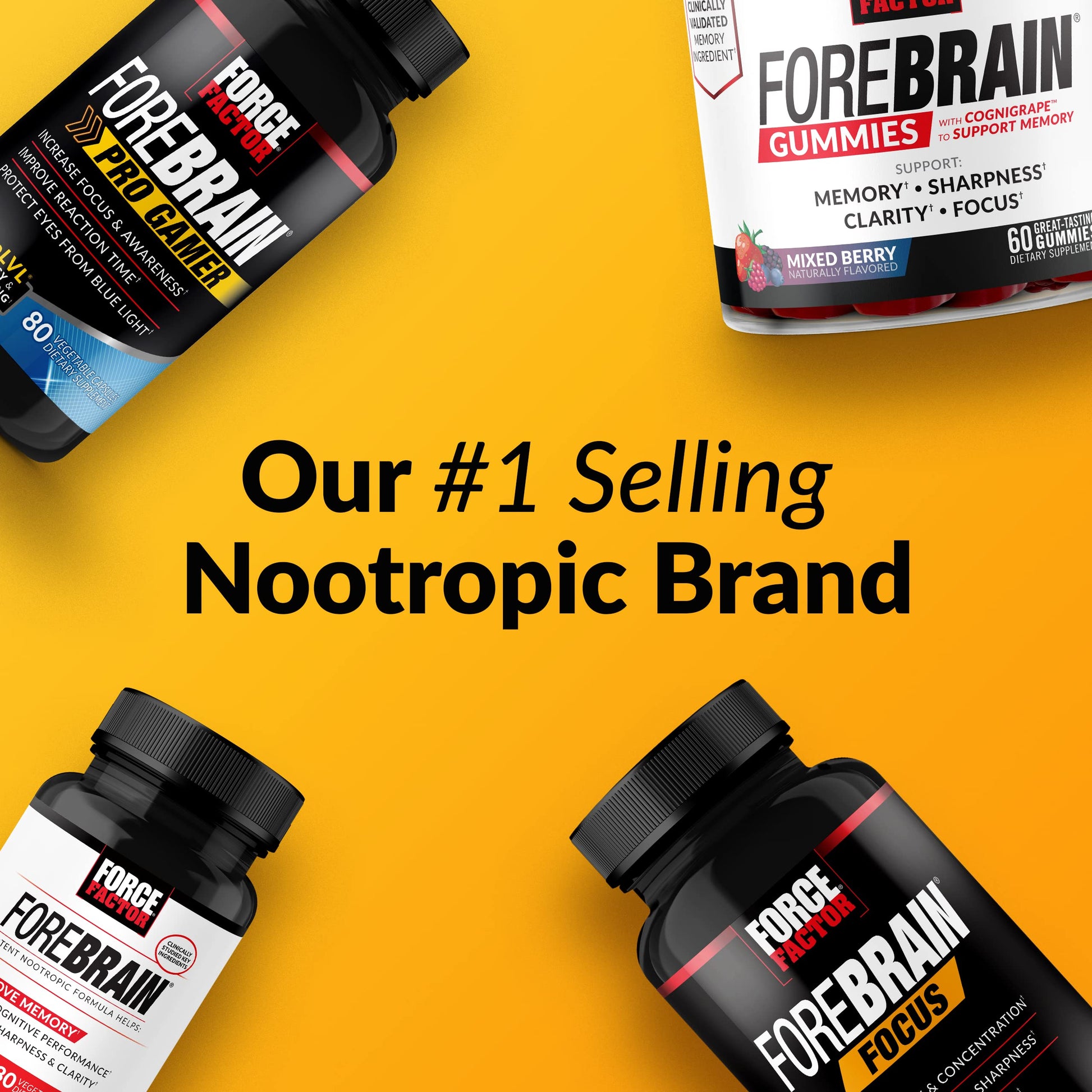 Forebrain Focus Brain Booster, Brain Supplement to Boost Clarity & Concentration, Improve Memory & Sharpness & Productivity, Nootropic Brain Support Supplement, Force Factor, 120 Capsules, Black Force FactorAu supplements