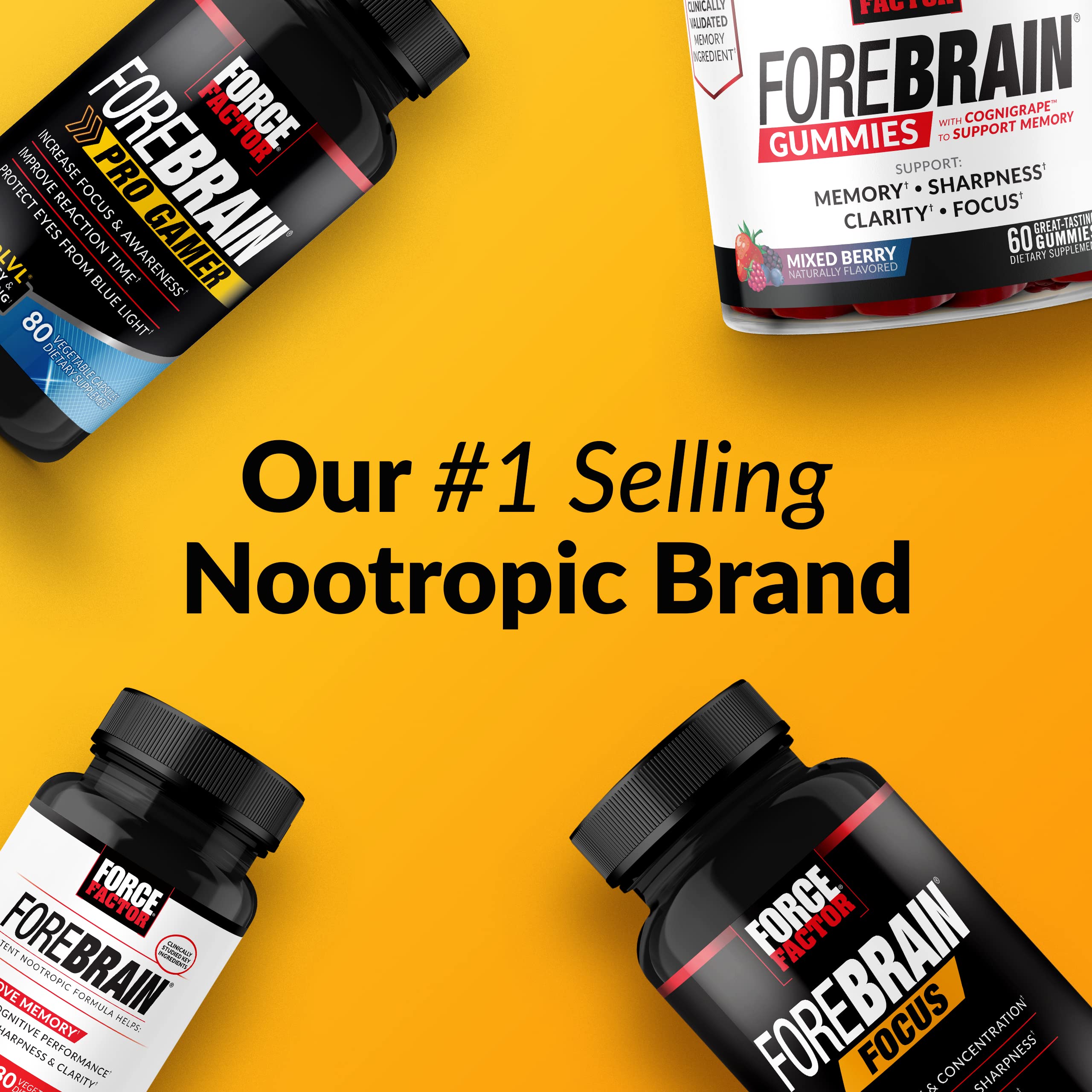 Forebrain Focus Brain Booster, Brain Supplement to Boost Clarity & Concentration, Improve Memory & Sharpness & Productivity, Nootropic Brain Support Supplement, Force Factor, 120 Capsules, Black Force FactorAu supplements