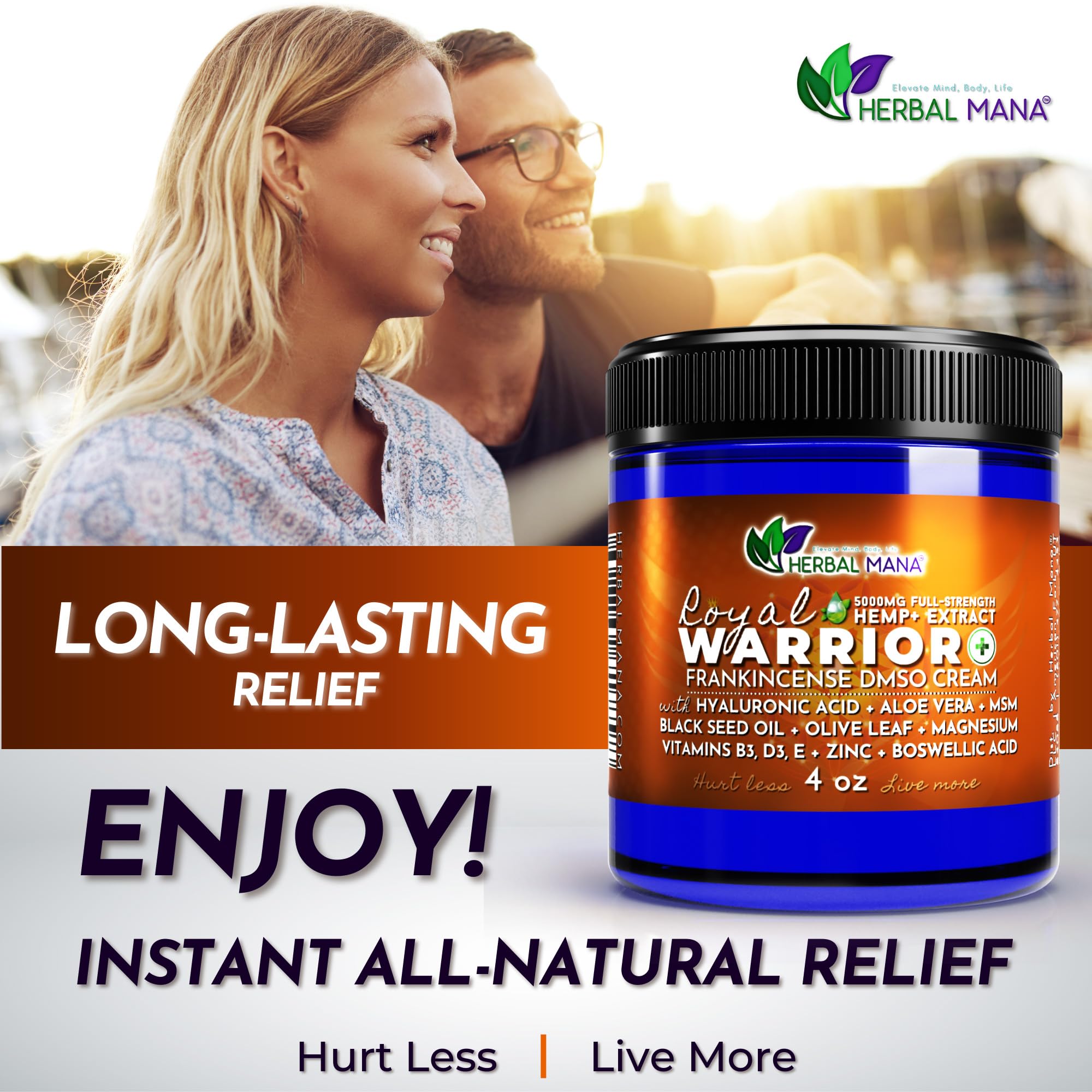 Herbal Mana Royal Warrior with 5000mg Hemp Lotion - 99.9% Pure DMSO Cream Herbal ManaAu supplements