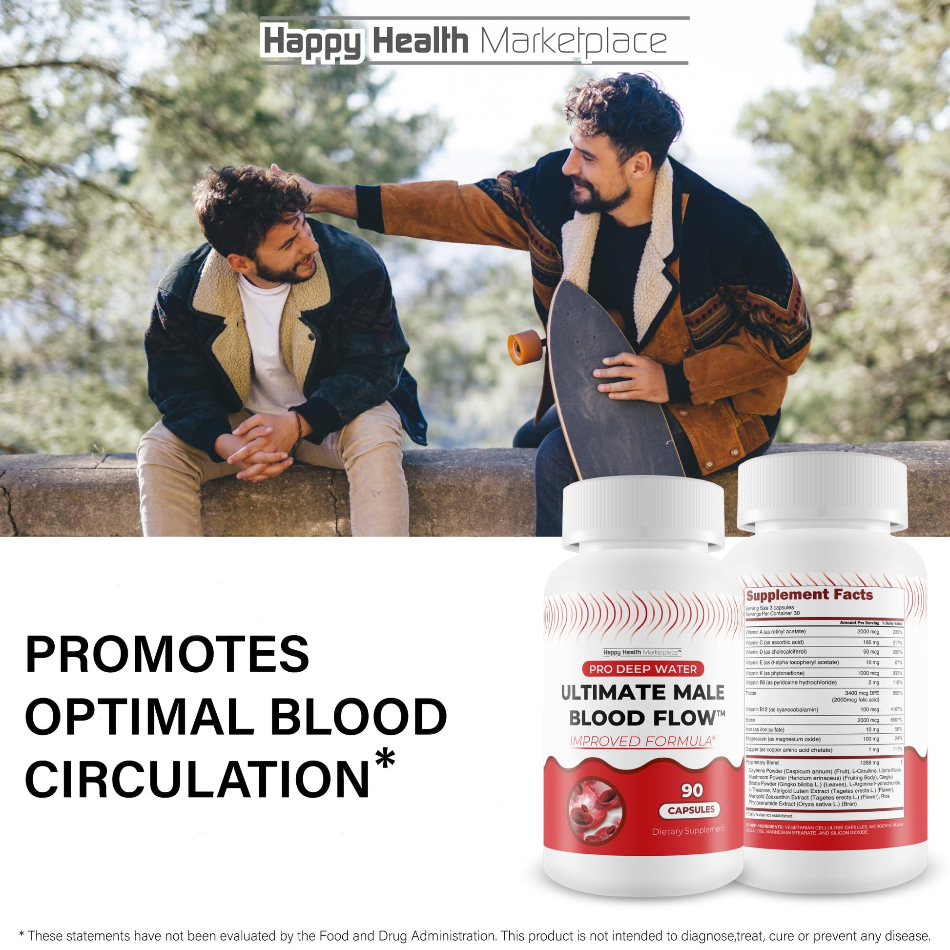 Pro Deep Water Ultimate Male Blood Flow - Improved Formula - Our Best Improved Blood Flow Supplement for Men - Advanced Blood Flow Support for Men - Our Best Circulation Supplement Alpha Boost Pills Happy Health MarketplaceAu supplements