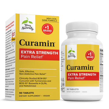 Terry Naturally Curamin Extra Strength - Curcumin & Boswellia for Healthy Circulation Support - Turmeric Supplement to Support Joints, Muscle Health & Endorphin Production - 90 Tablets Terry NaturallyAu supplements