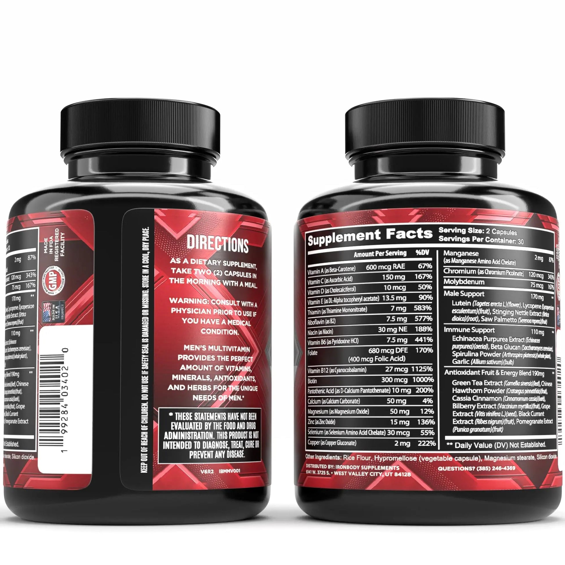 IronBody Supplements, Multivitamin for Men, Vitamins A, B, C, D, E, Zinc. Immune Support, Antioxidant Fruit and Energy Blend. 60 Capsules IronBody SupplementsAu supplements