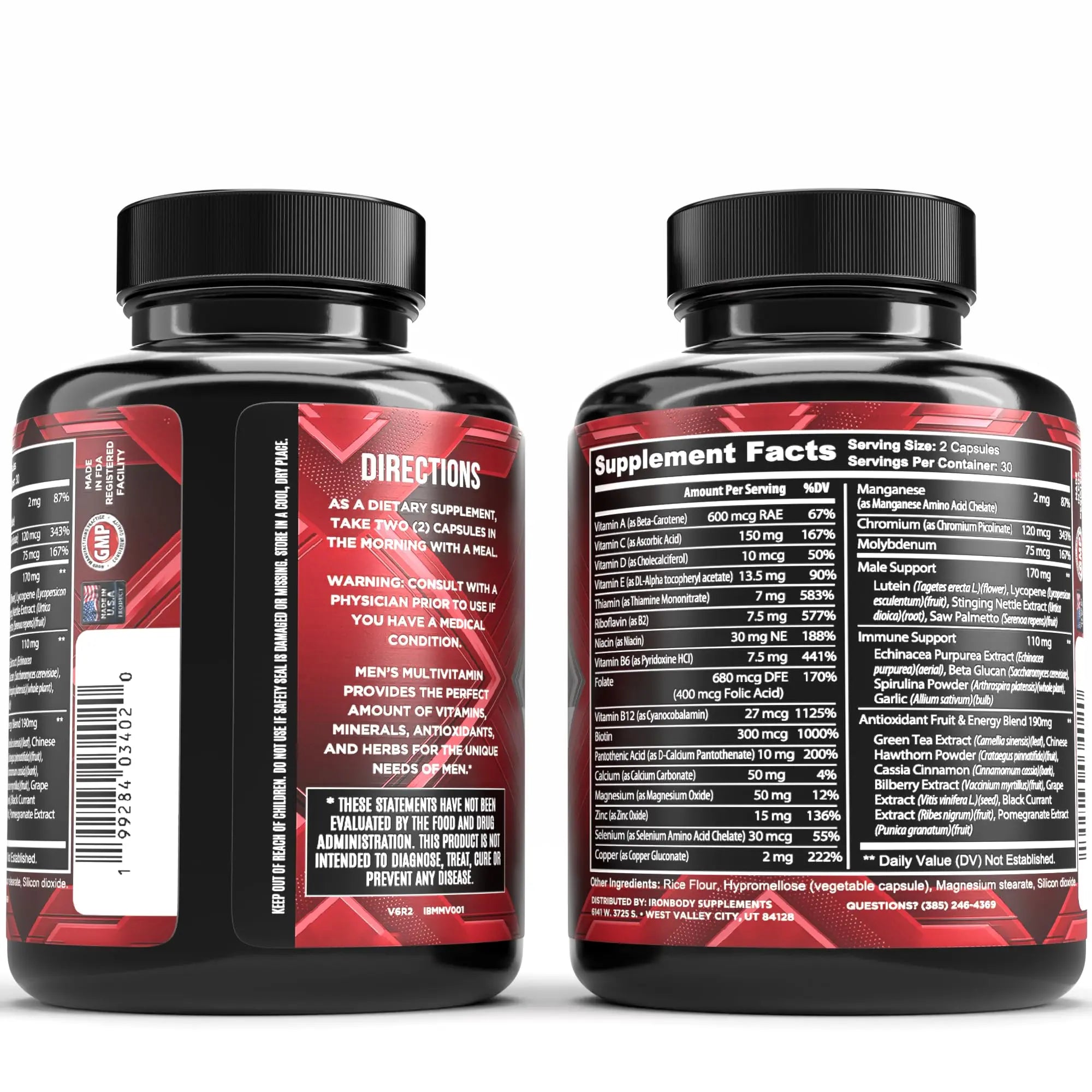 IronBody Supplements, Multivitamin for Men, Vitamins A, B, C, D, E, Zinc. Immune Support, Antioxidant Fruit and Energy Blend. 60 Capsules IronBody SupplementsAu supplements
