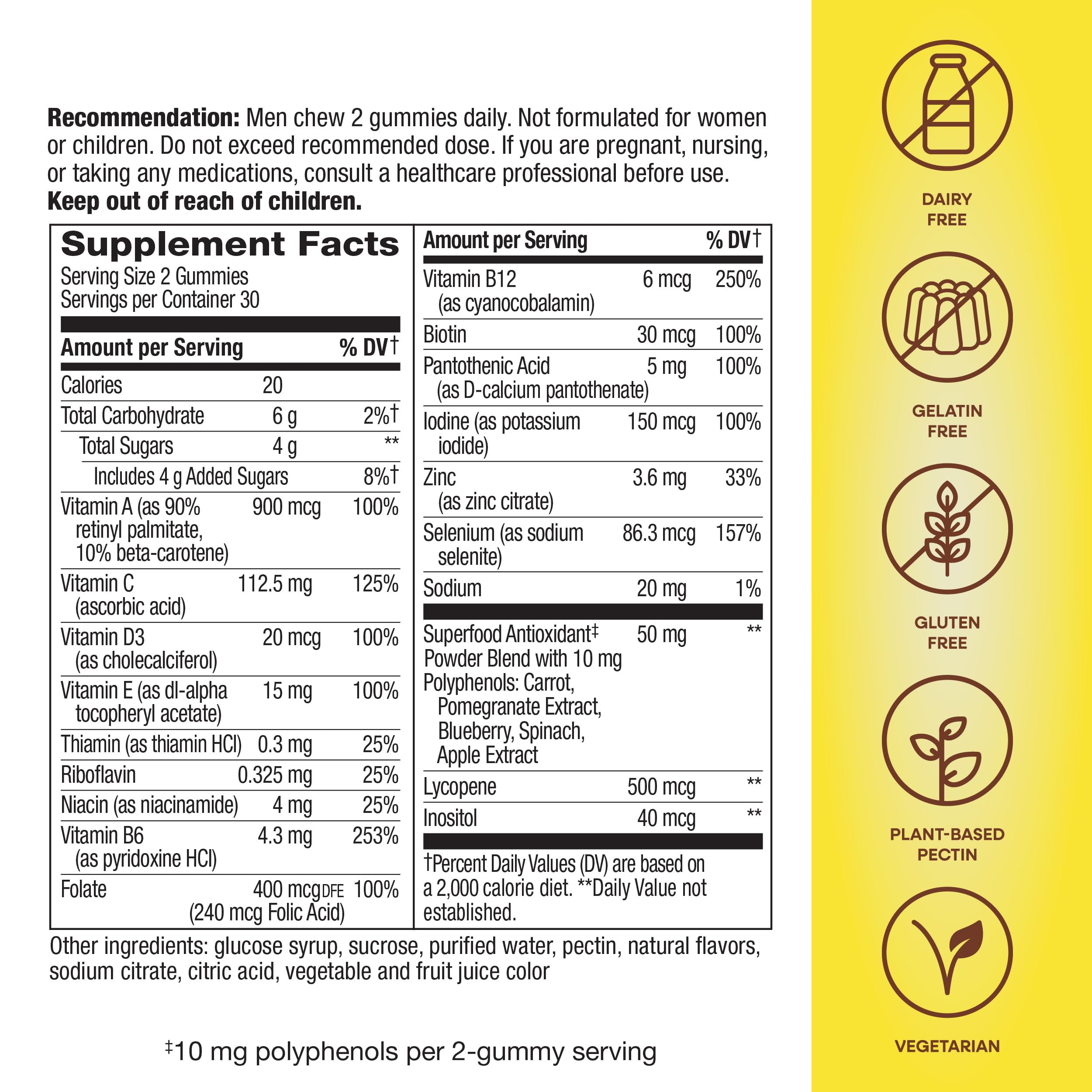 Nature's Way Alive! Men's Multivitamin Gummies, Supports Energy Metabolism*, Muscle Function*, Superfood Antioxidants(1) Nature's WayAu supplements