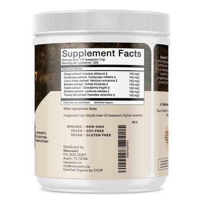 Naturealm Sacred 7 Mushroom Extract Powder - USDA Organic - Lion's Mane, Reishi NaturealmUS supplements