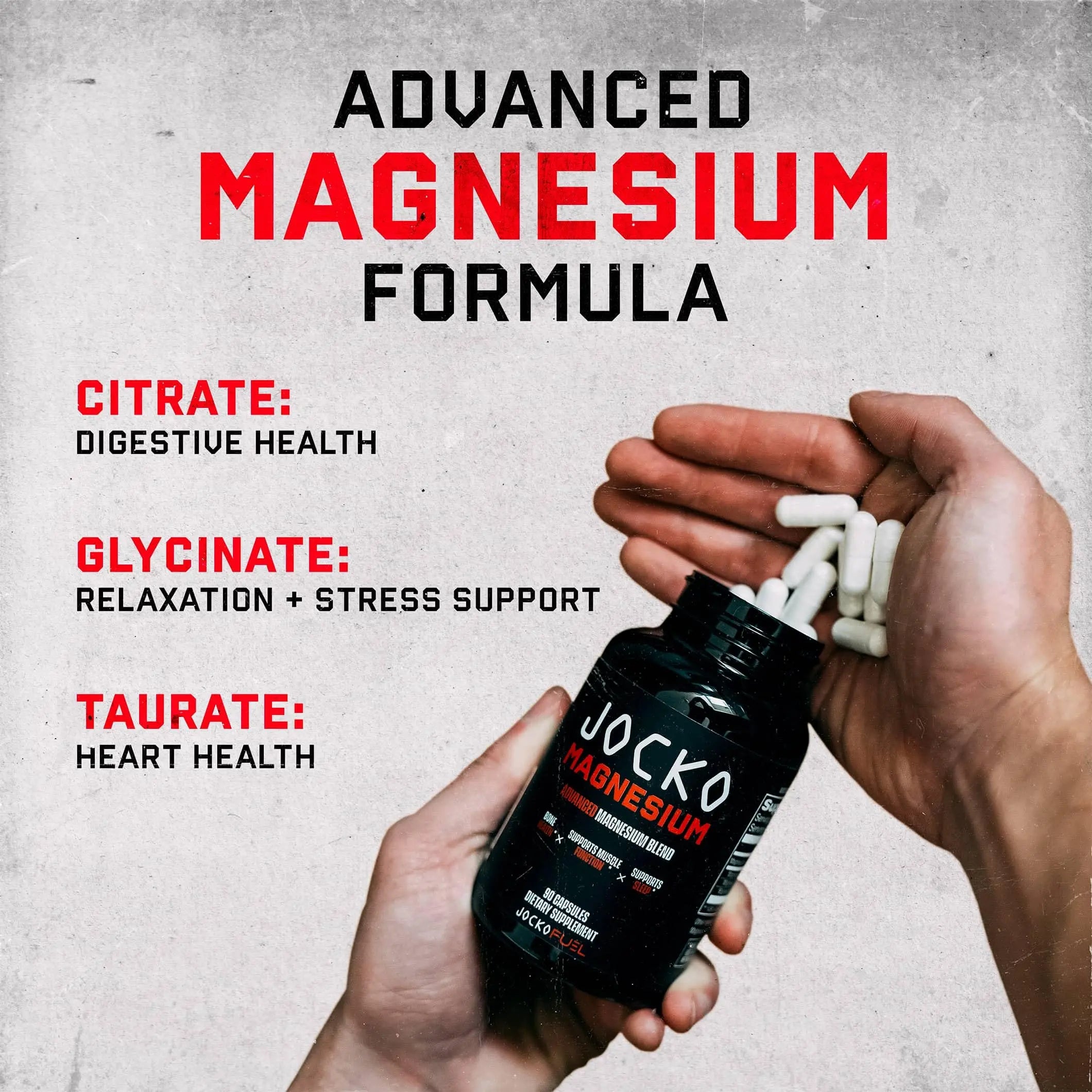 Jocko Fuel Magnesium Complex Supplement - Magnesium Glycinate, Citrate, & Taurate Capsules Dietary Supplement for Muscle Recovery & Relaxation, Heart, Nerve, Bone Support, & Sleep 30-Day Supply Jocko Fuelnz supplements