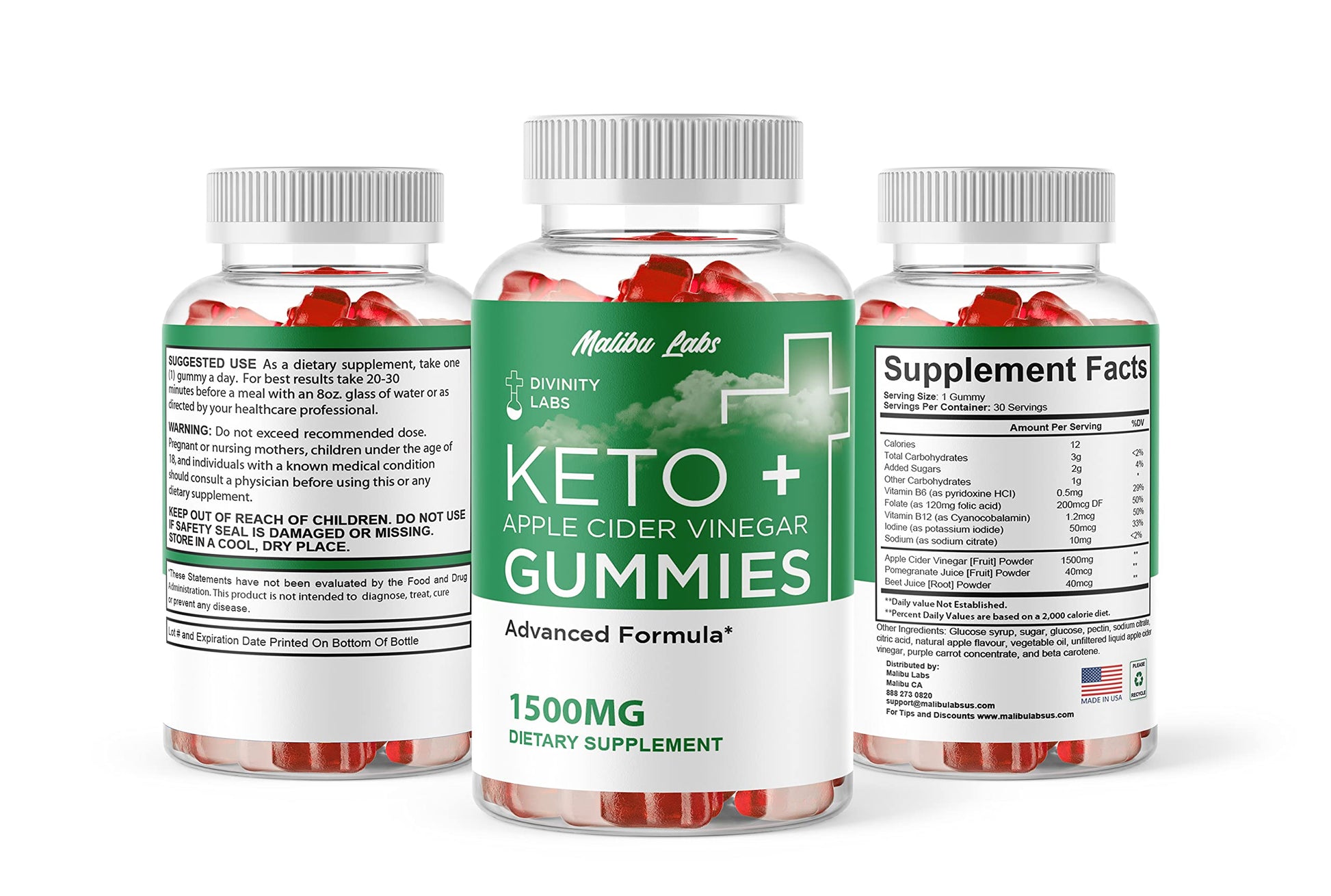 Divinity Labs Keto ACV Gummies, Apple Cider Vinegar Ketosis, New Strong Time Released Malibu LabsAu supplements