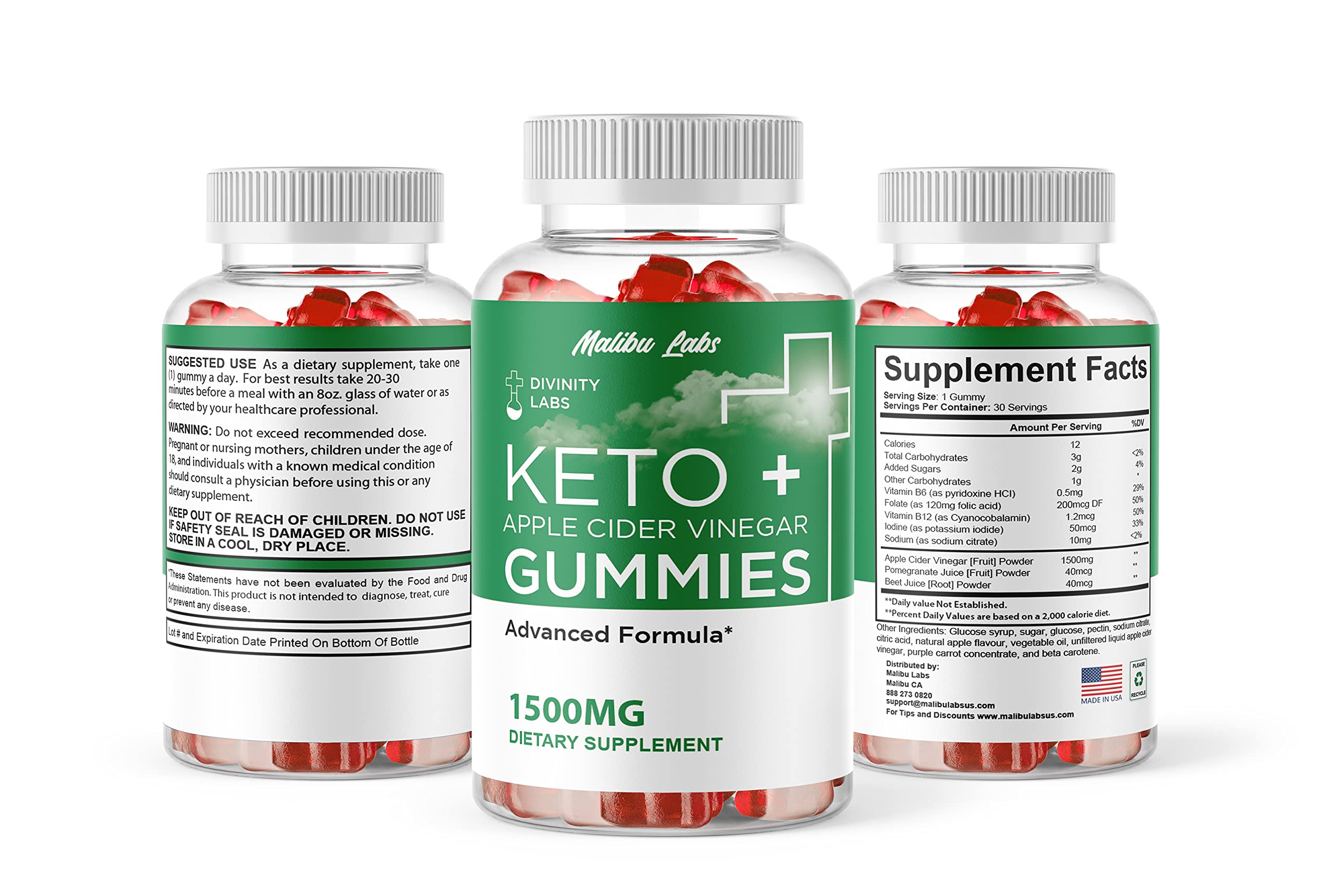 Divinity Labs Keto ACV Gummies, Apple Cider Vinegar Ketosis, New Strong Time Released Malibu LabsAu supplements