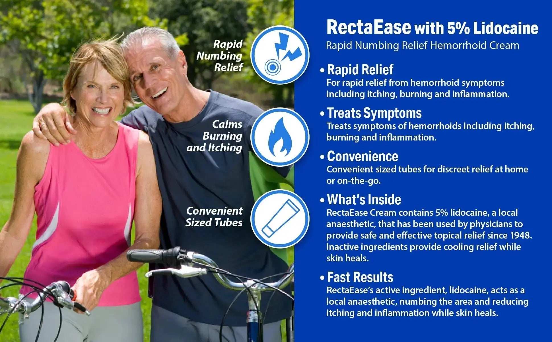 RectaEase (2 Pack) 5% Lidocaine Hemorrhoid Relief Cream 1 oz Tube, Anorectal Cream, Rapid Numbing Relief, Hemorrhoid Treatment from Itch and Burn RectaEaseAu supplements