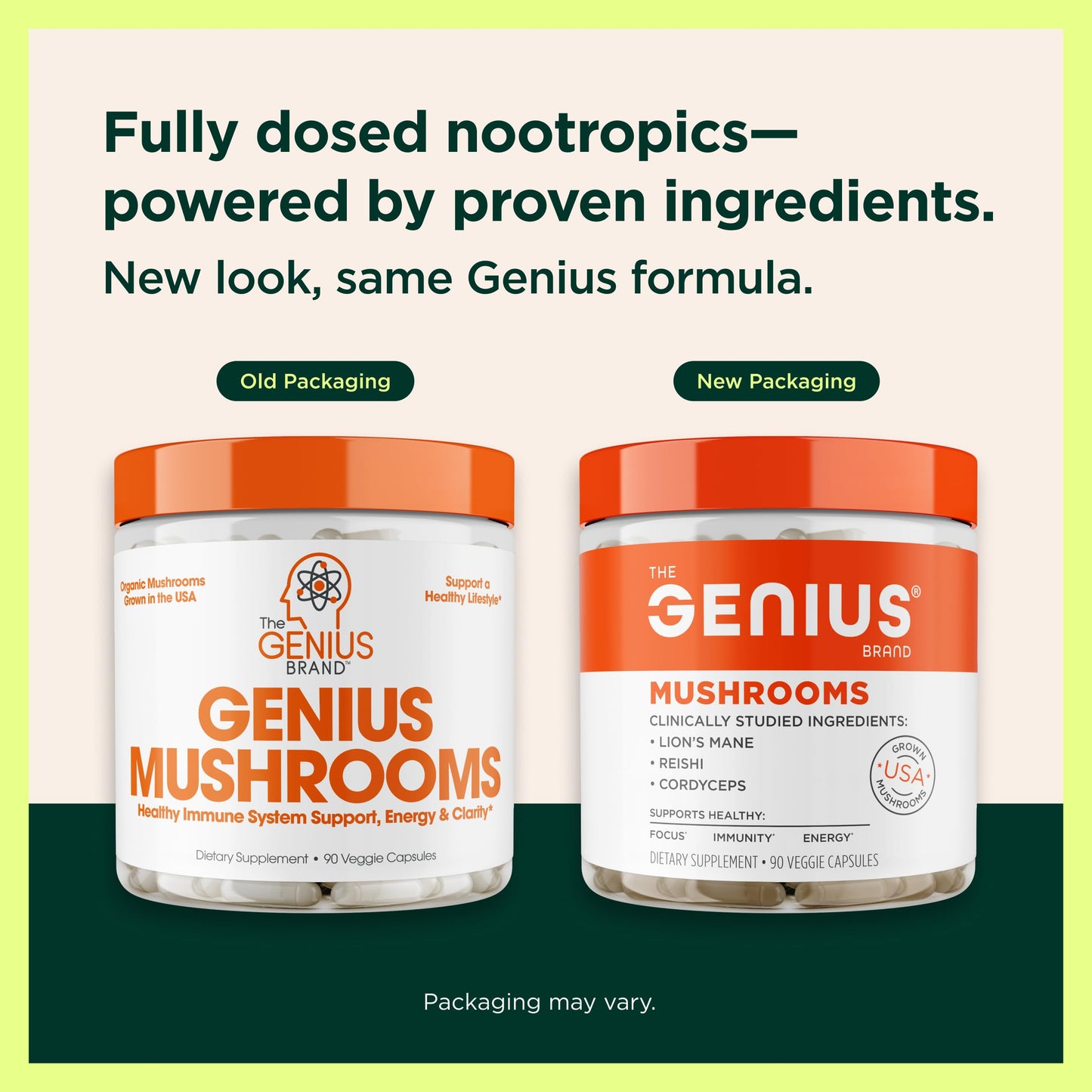 The Genius Brand Genius Mushrooms - Plant-Based Supplement for Immune, Focus & Energy Support - Lion's Mane, Cordyceps & Reishi The Genius BrandUS supplements
