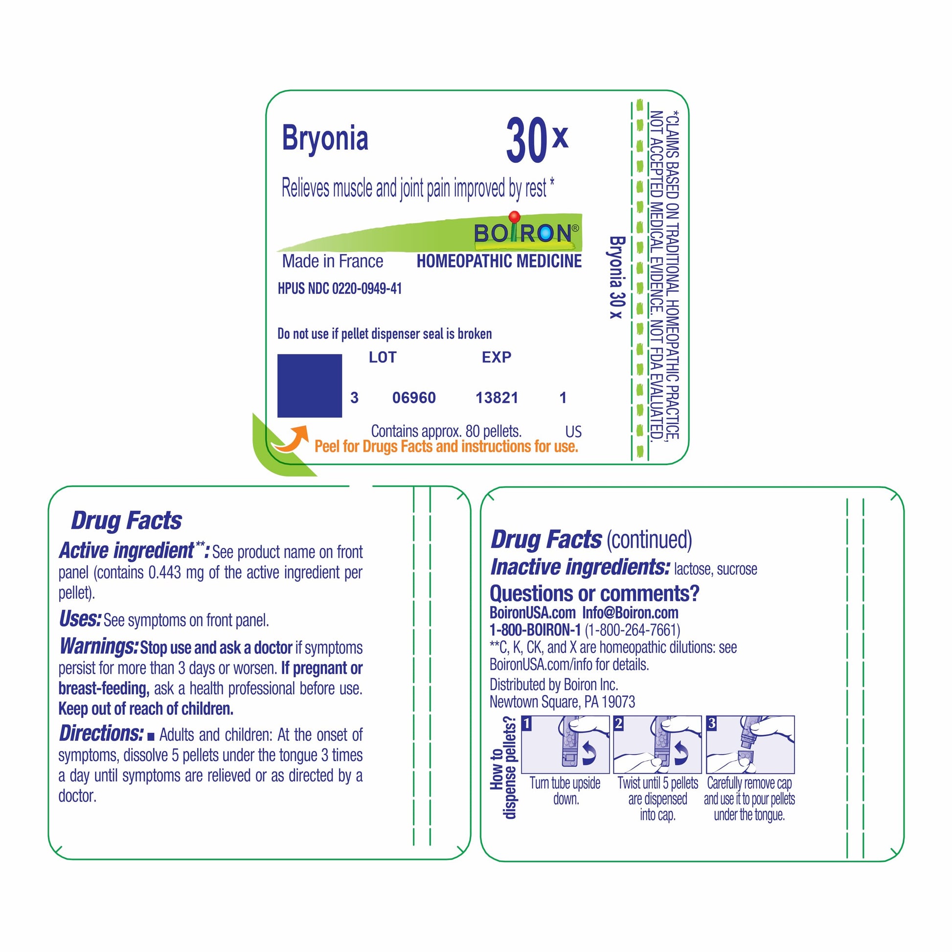 Boiron Bryonia 30X Homeopathic Medicine for Muscle & Joint Pain - 80 Pellets BoironAu supplements