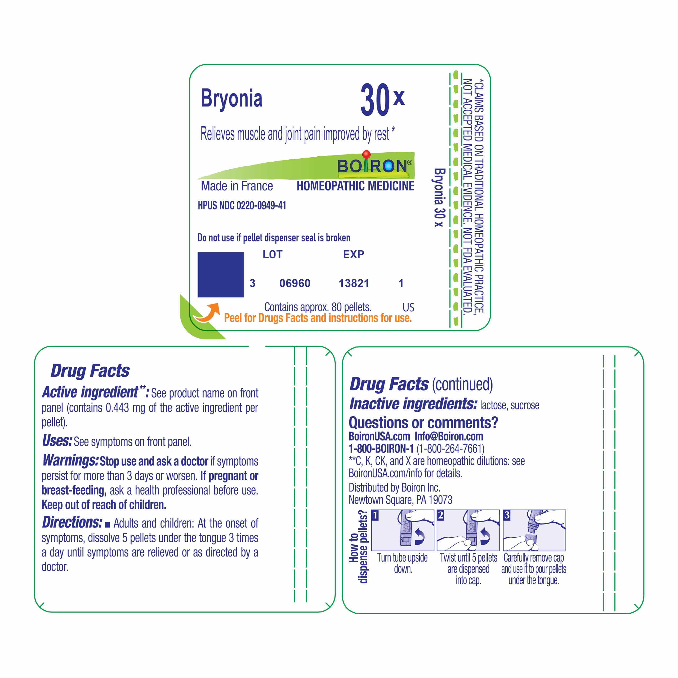 Boiron Bryonia 30X Homeopathic Medicine for Muscle & Joint Pain - 80 Pellets BoironAu supplements