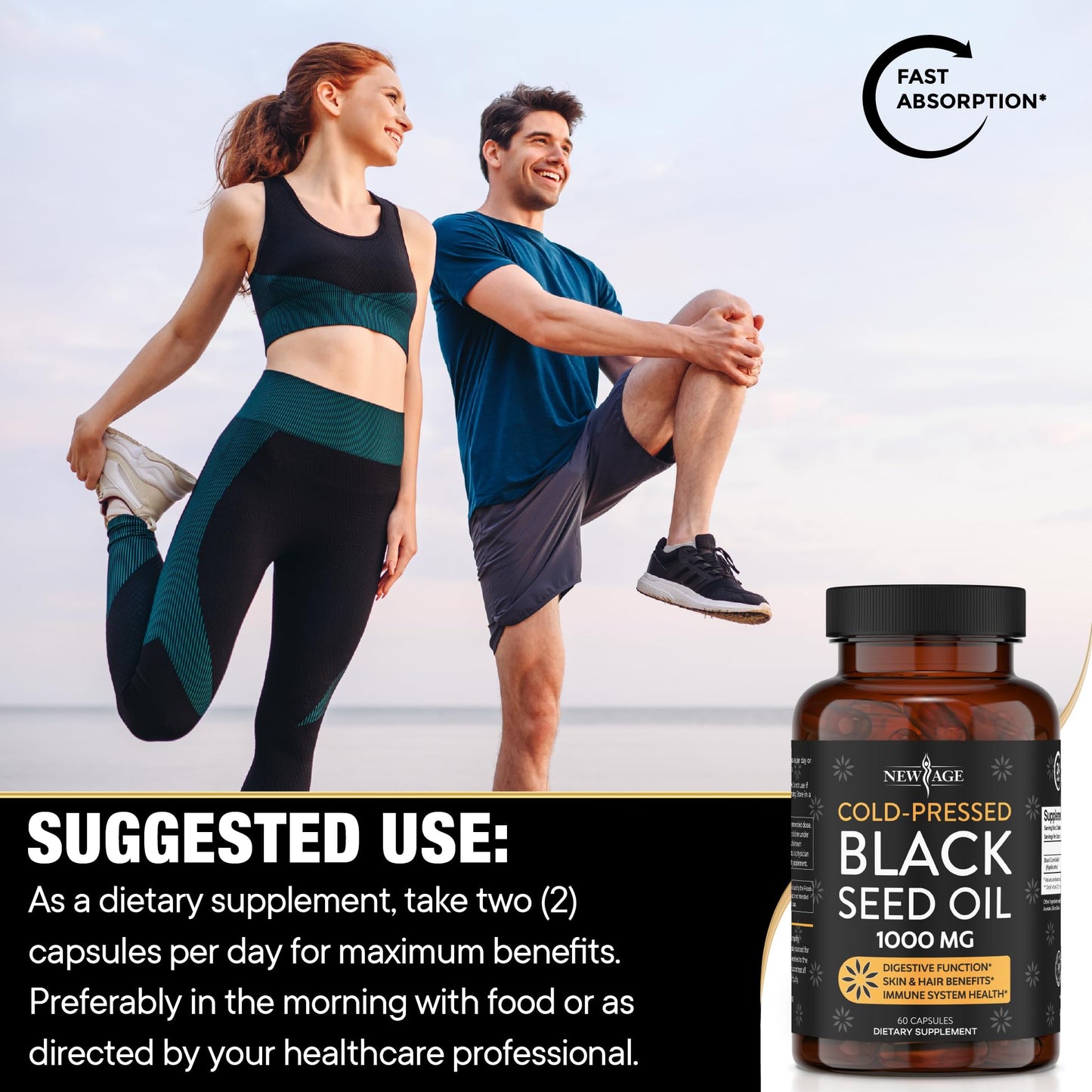 Black Seed Oil Softgel Capsules - Premium Cold-Pressed Nigella Sativa Producing Pure NEW AGEUS supplements