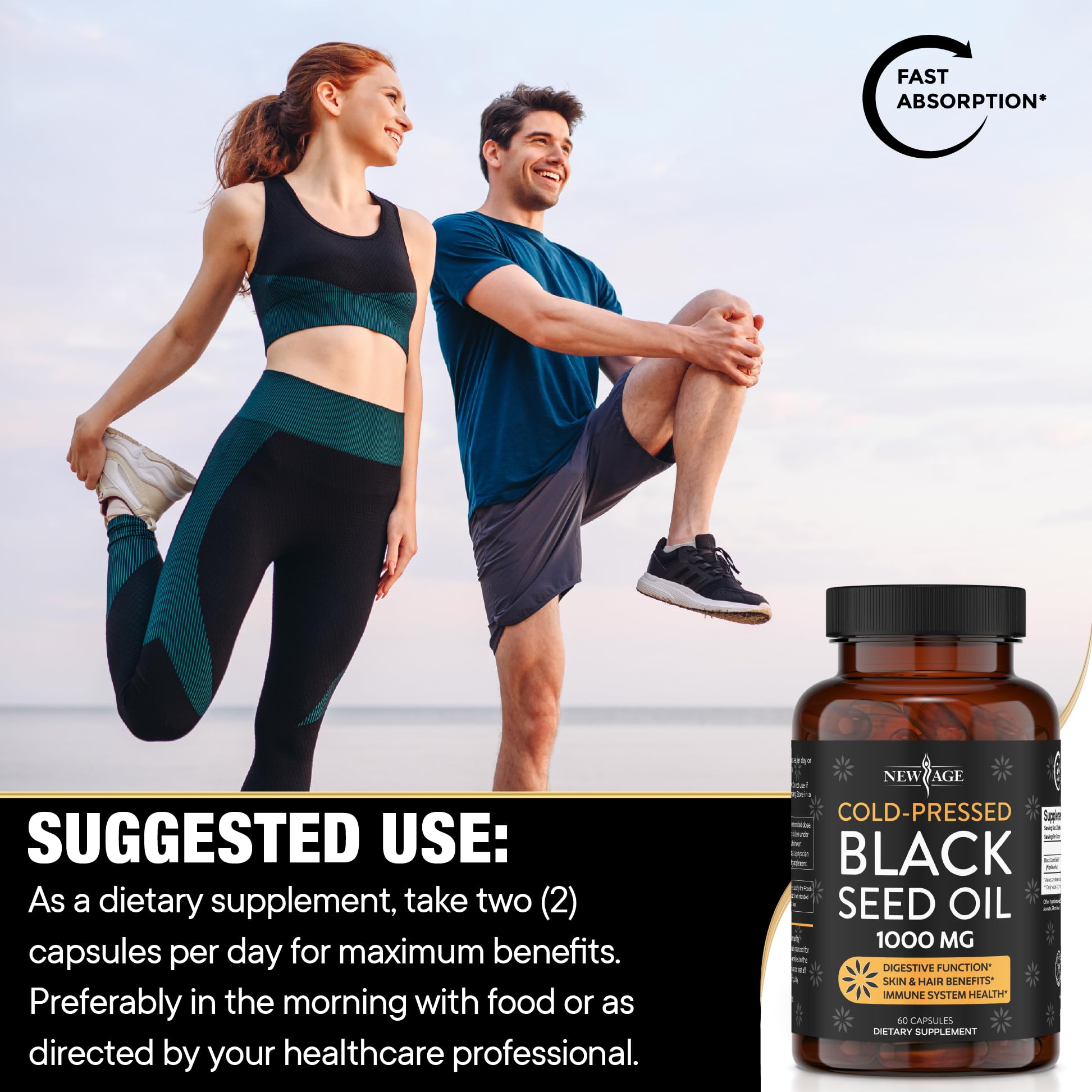 Black Seed Oil Softgel Capsules - Premium Cold-Pressed Nigella Sativa Producing Pure NEW AGEAu supplements
