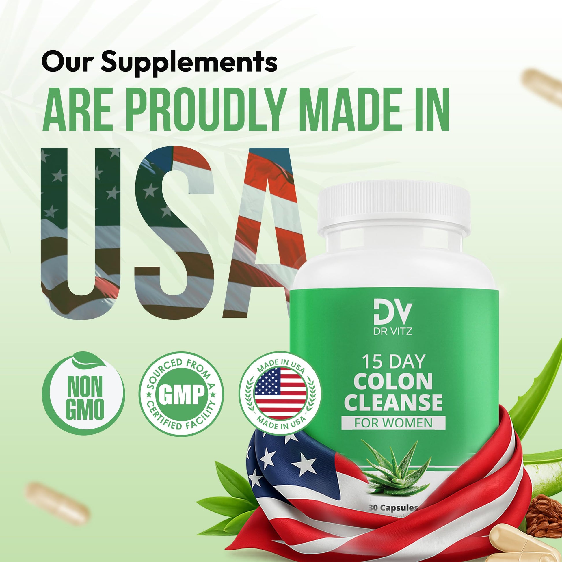 Dr Vitz 15 Day Colon Cleanse for Women – Natural Detox Pills with Herbs, Fiber & Probiotics – Bloating & Constipation Relief, Weight Loss & Gut Health Reset – 30 Capsules Dr VitzAu supplements