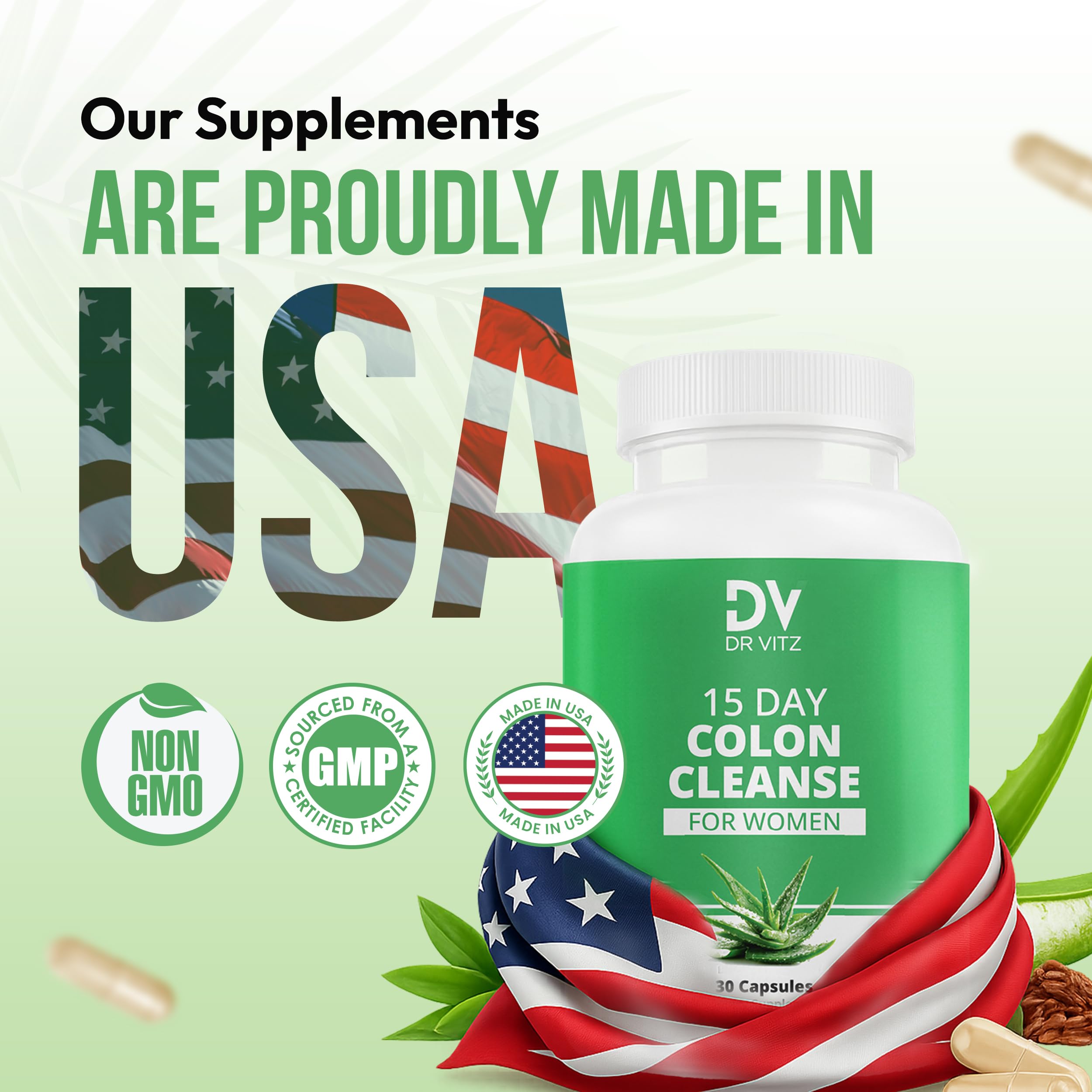 Dr Vitz 15 Day Colon Cleanse for Women – Natural Detox Pills with Herbs, Fiber & Probiotics – Bloating & Constipation Relief, Weight Loss & Gut Health Reset – 30 Capsules Dr VitzAu supplements