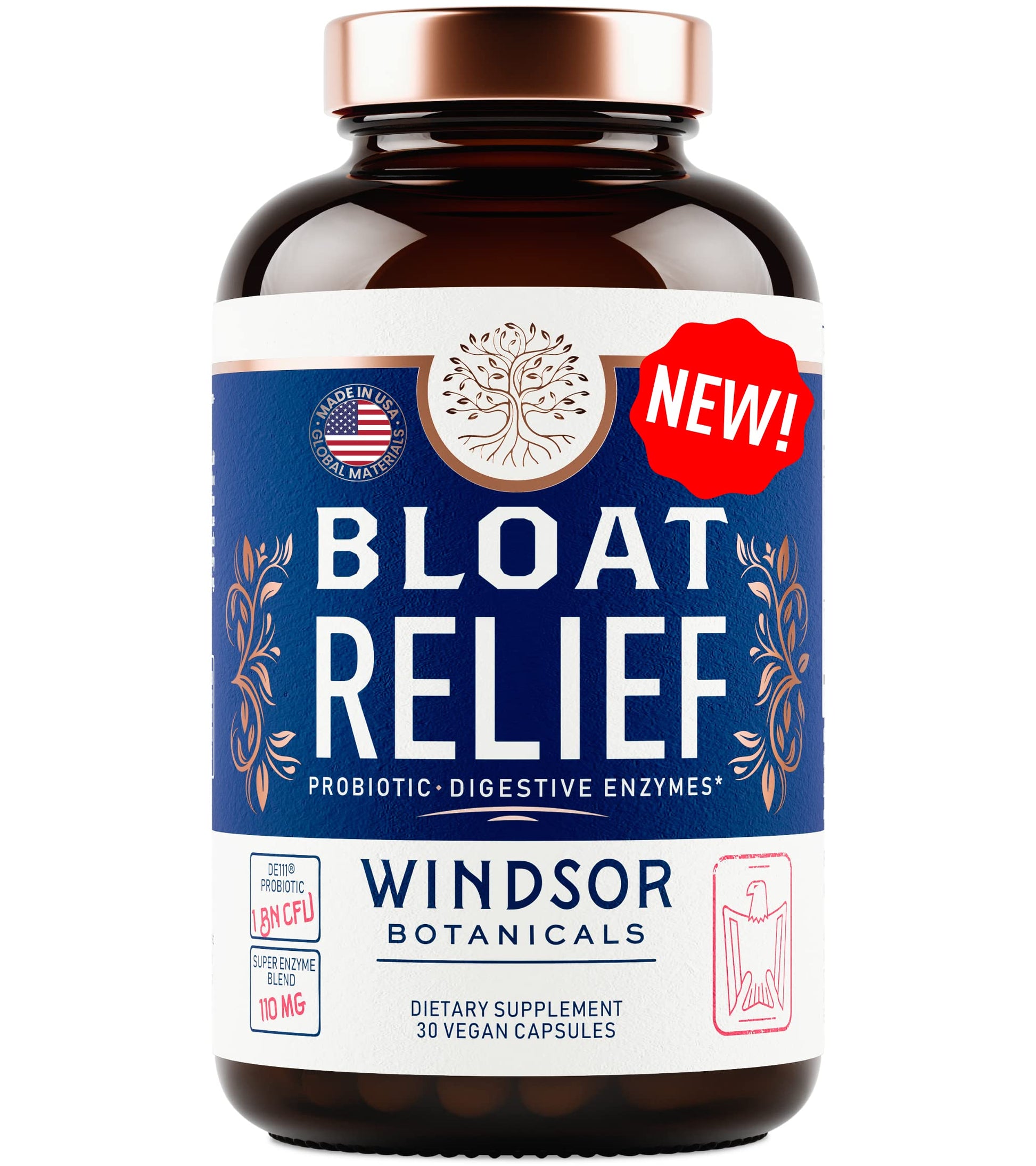 Bloat Relief Probiotic and Digestive Enzymes - Anti Bloating Turmeric, Fennel, Bromelain IBS WINDSOR BOTANICALSAu supplements