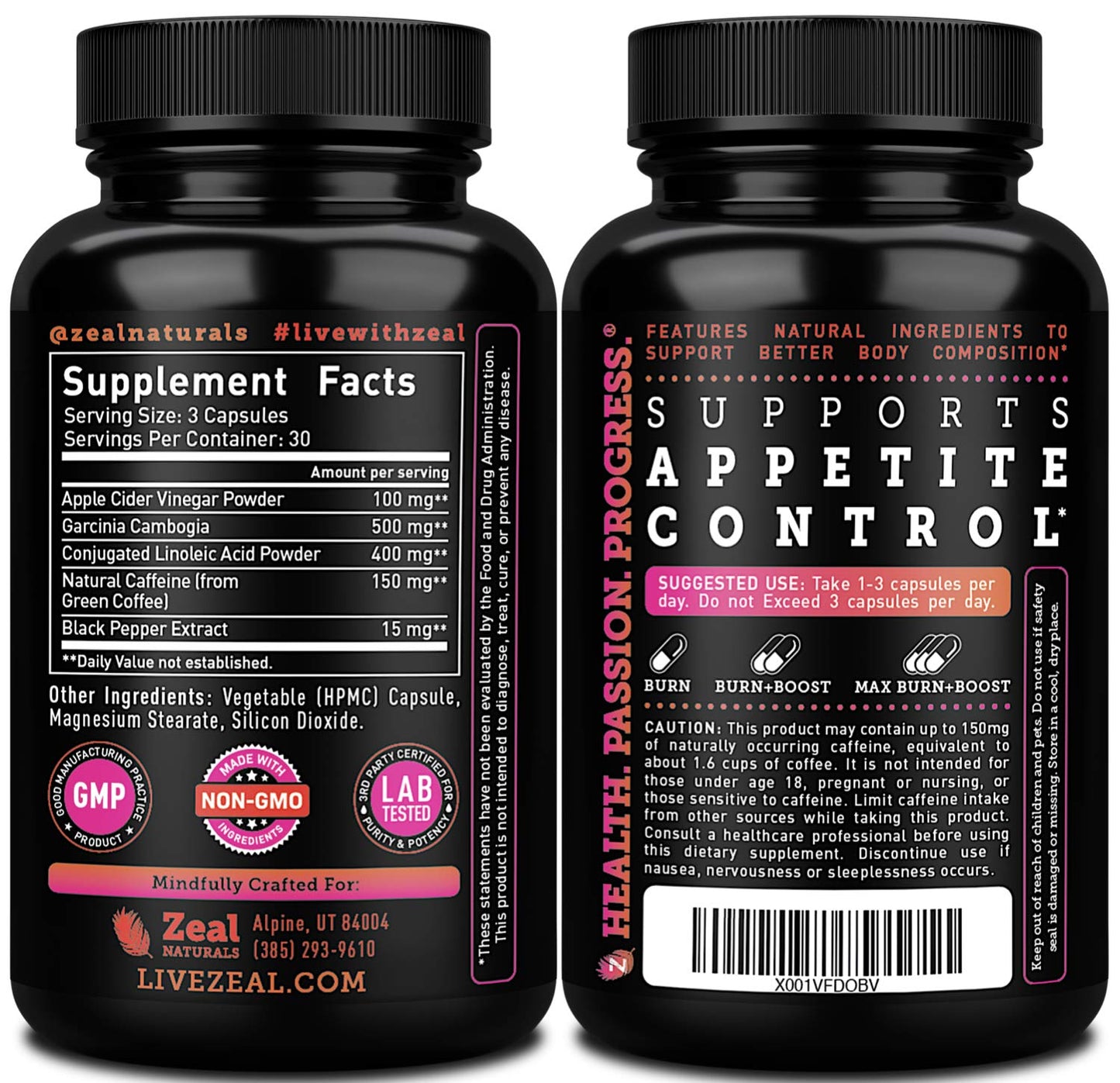 Apple Cider Vinegar Weight Management Pills for Women - Garcinia Cambogia + w. CLA Zeal NaturalsUS supplements