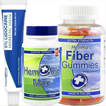 HemRid Complete Hemorrhoid Support System – Max Formula, Lidocaine Cream & Fiber Gummies for Immediate Relief & Long-Term Comfort HemRidAu supplements