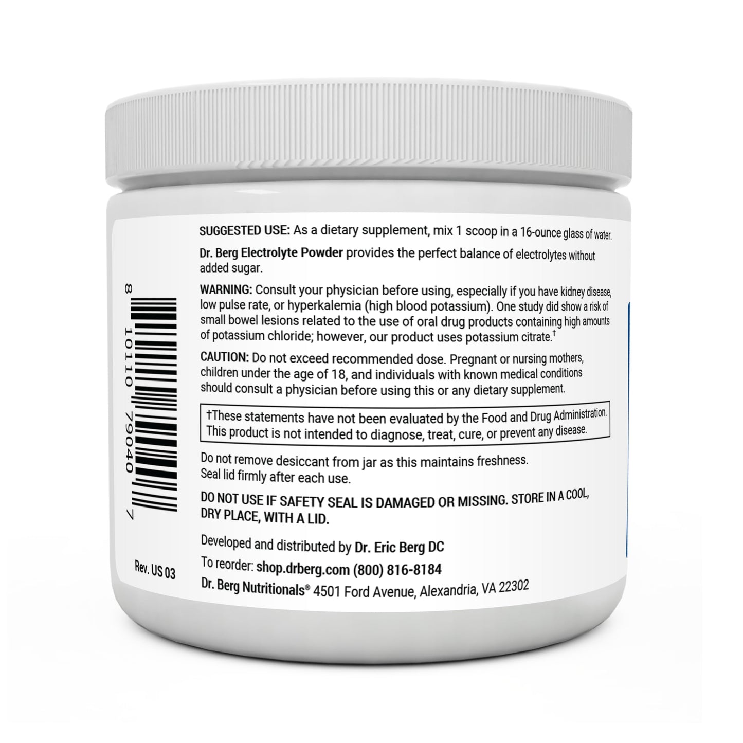 Dr. Berg Hydration Keto Electrolyte Powder - Enhanced w/ 1,000mg of Potassium Dr. Berg NutritionalsUS supplements