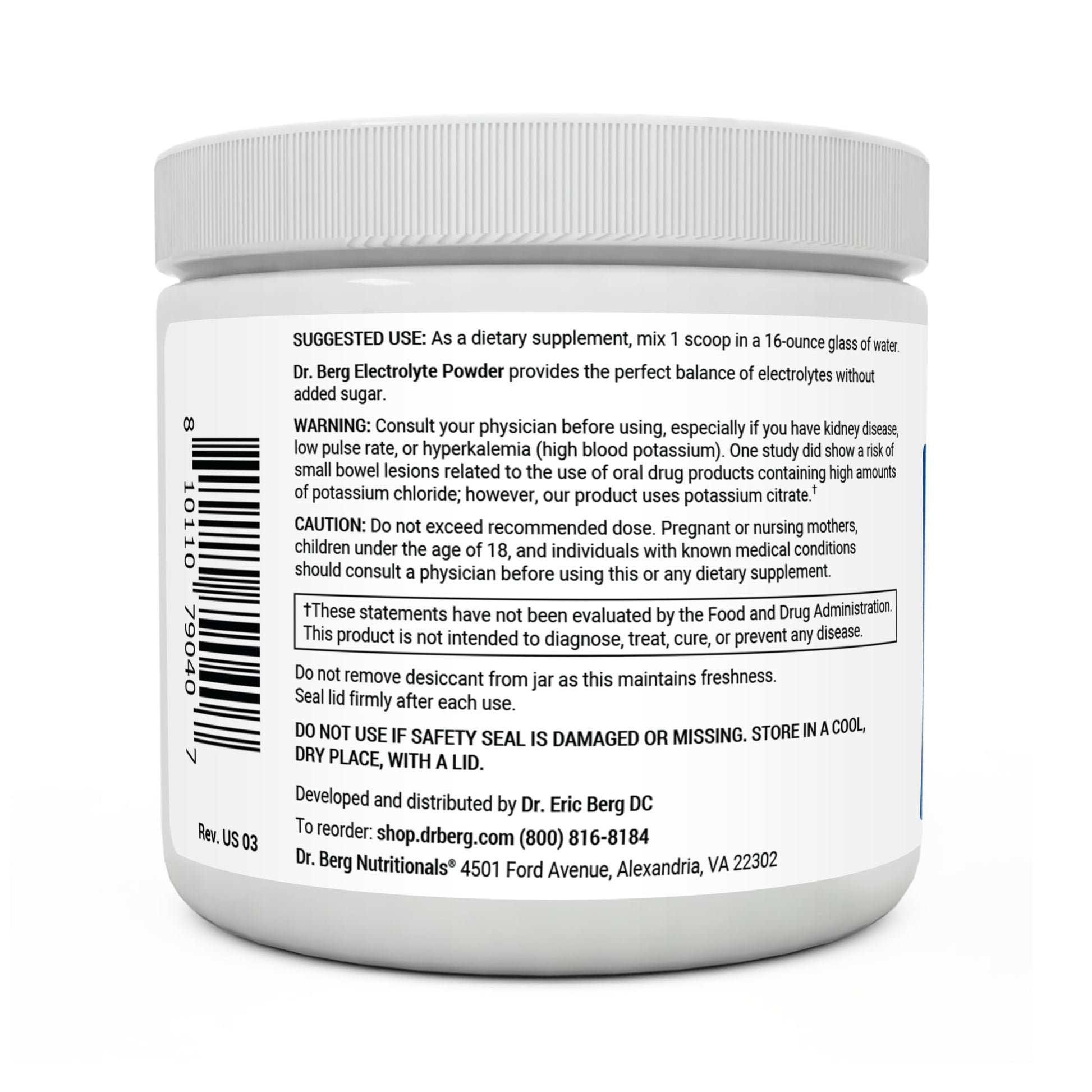Dr. Berg Hydration Keto Electrolyte Powder - Enhanced w/ 1,000mg of Potassium Dr. Berg NutritionalsUS supplements