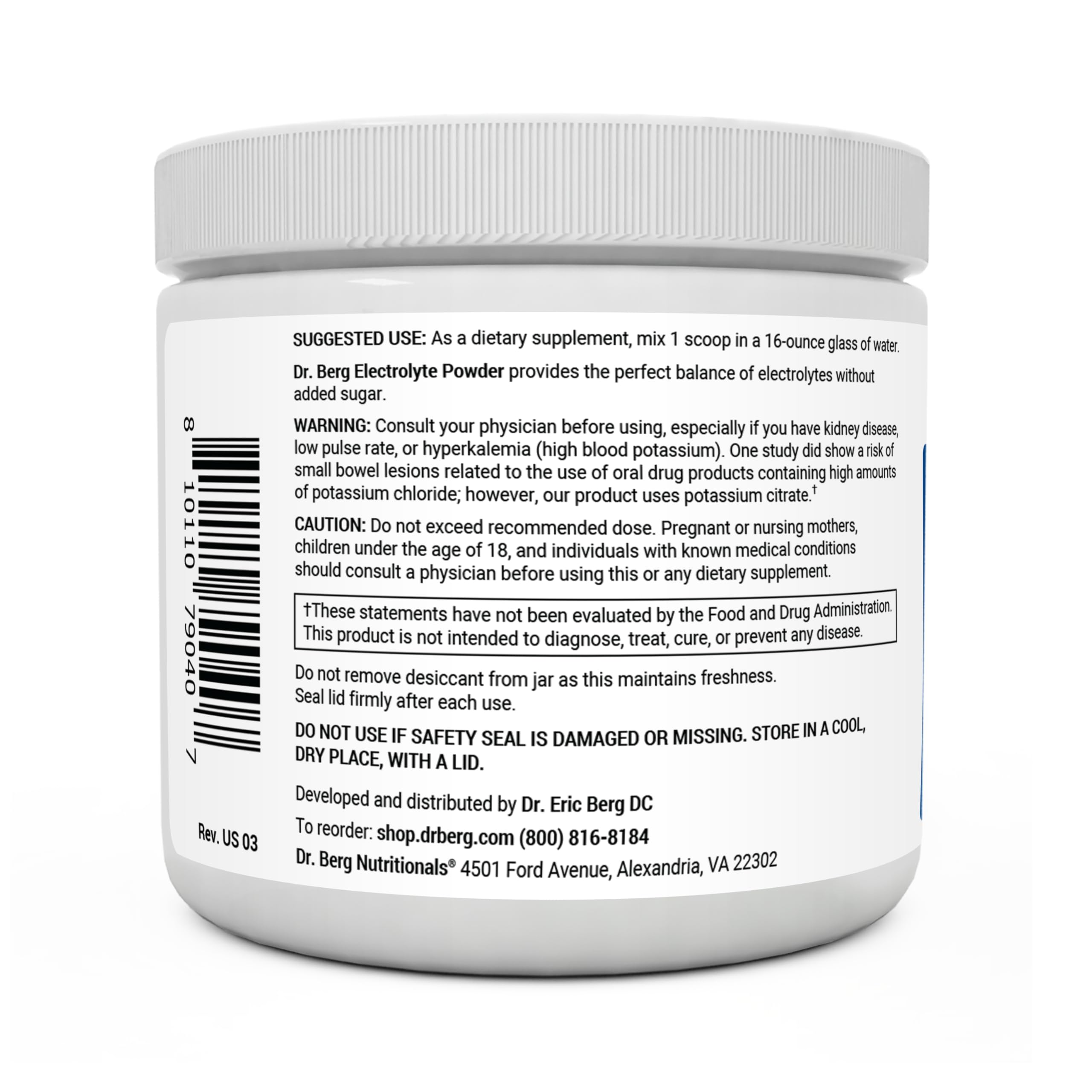 Dr. Berg Hydration Keto Electrolyte Powder - Enhanced w/ 1,000mg of Potassium Dr. Berg NutritionalsUS supplements
