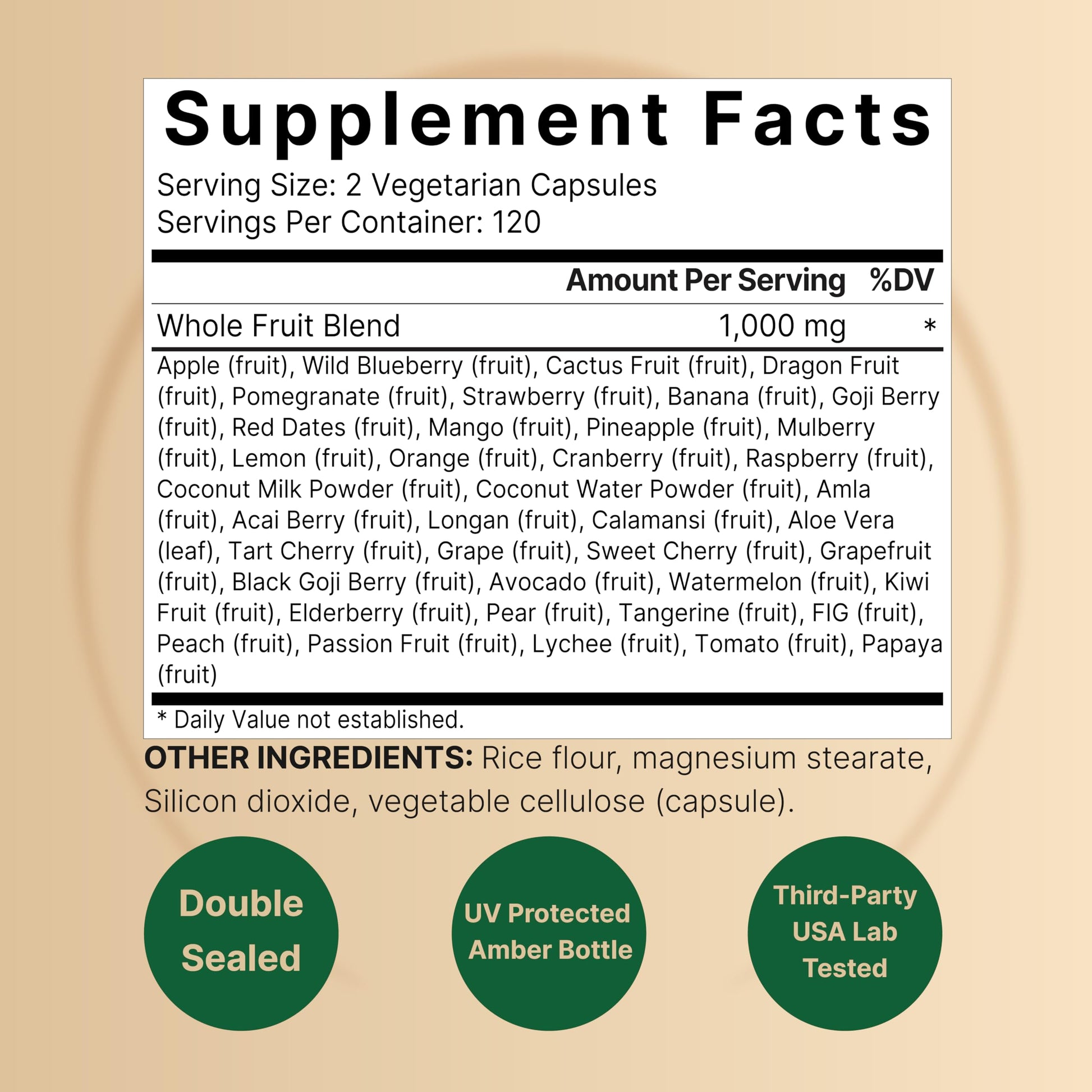 Fruit and Veggies Supplement – 480 Total Vegetarian Capsules | Balance of Natural 40 Whole Fruits & Veggies Blend | Fresh Superfood Formula with Vitamins and Minerals – Non-GMO NatureBellAu supplements