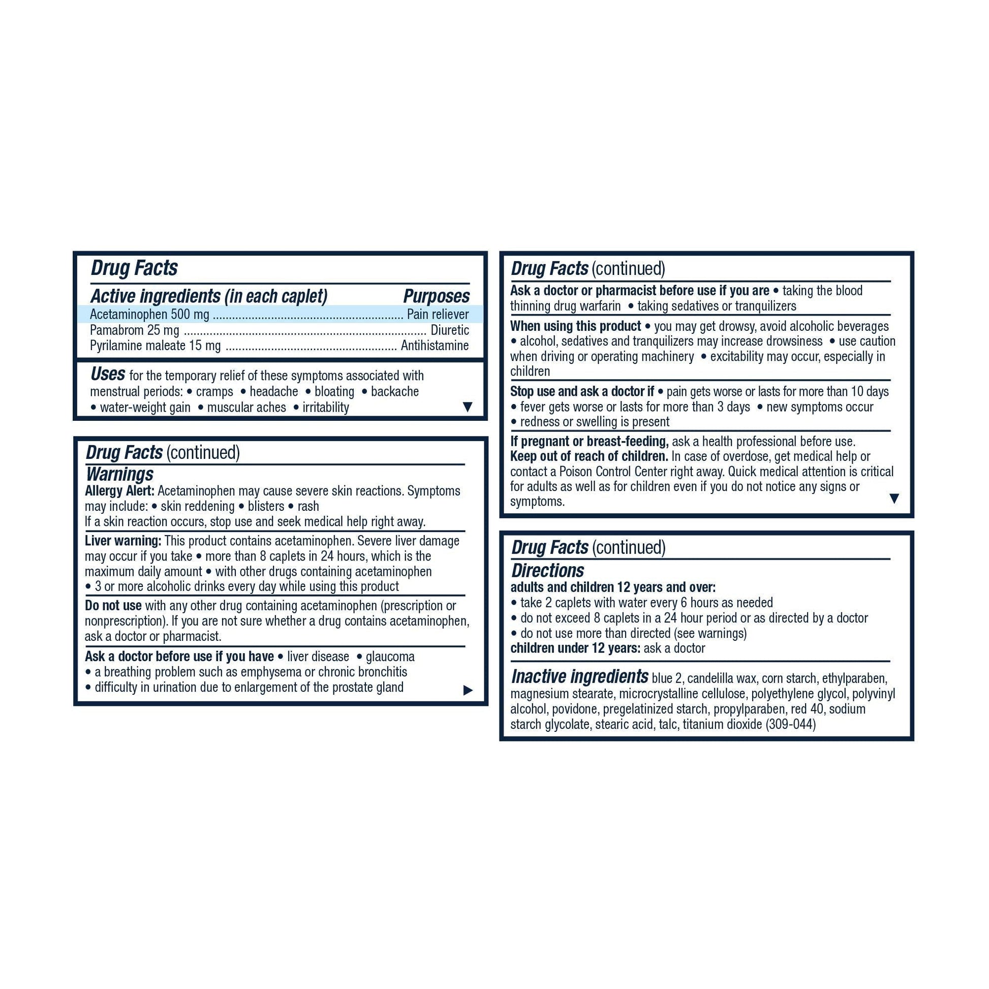 Pamprin Multi-Symptom Formula, with Acetaminophen, Menstrual Period Symptoms Relief including Cramps, Pain, Irritability and Bloating, 40 Caplets (Pack of 5) PamprinAu supplements