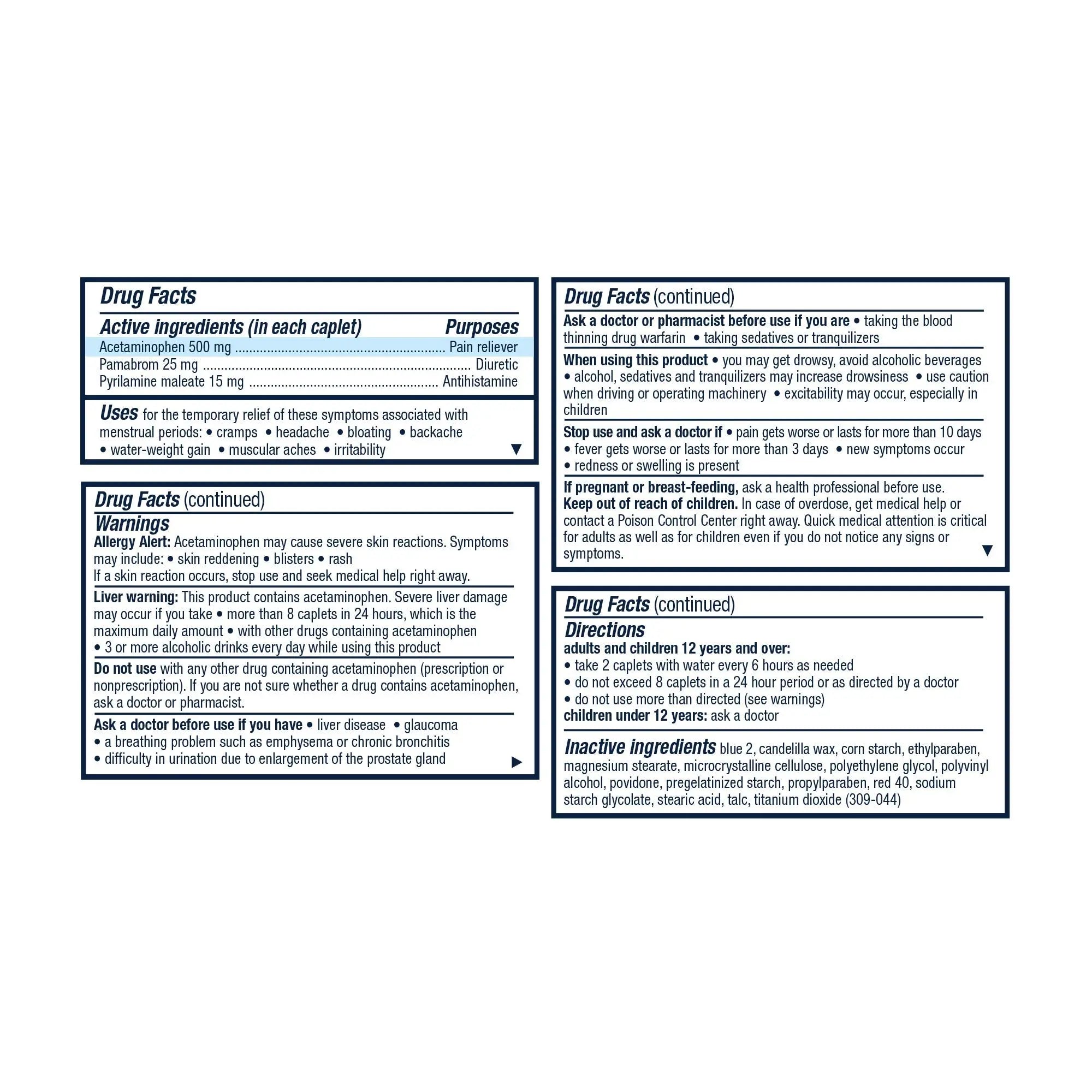 Pamprin Multi-Symptom Formula, with Acetaminophen, Menstrual Period Symptoms Relief, 20 Caplets (Pack of 3) PamprinAu supplements