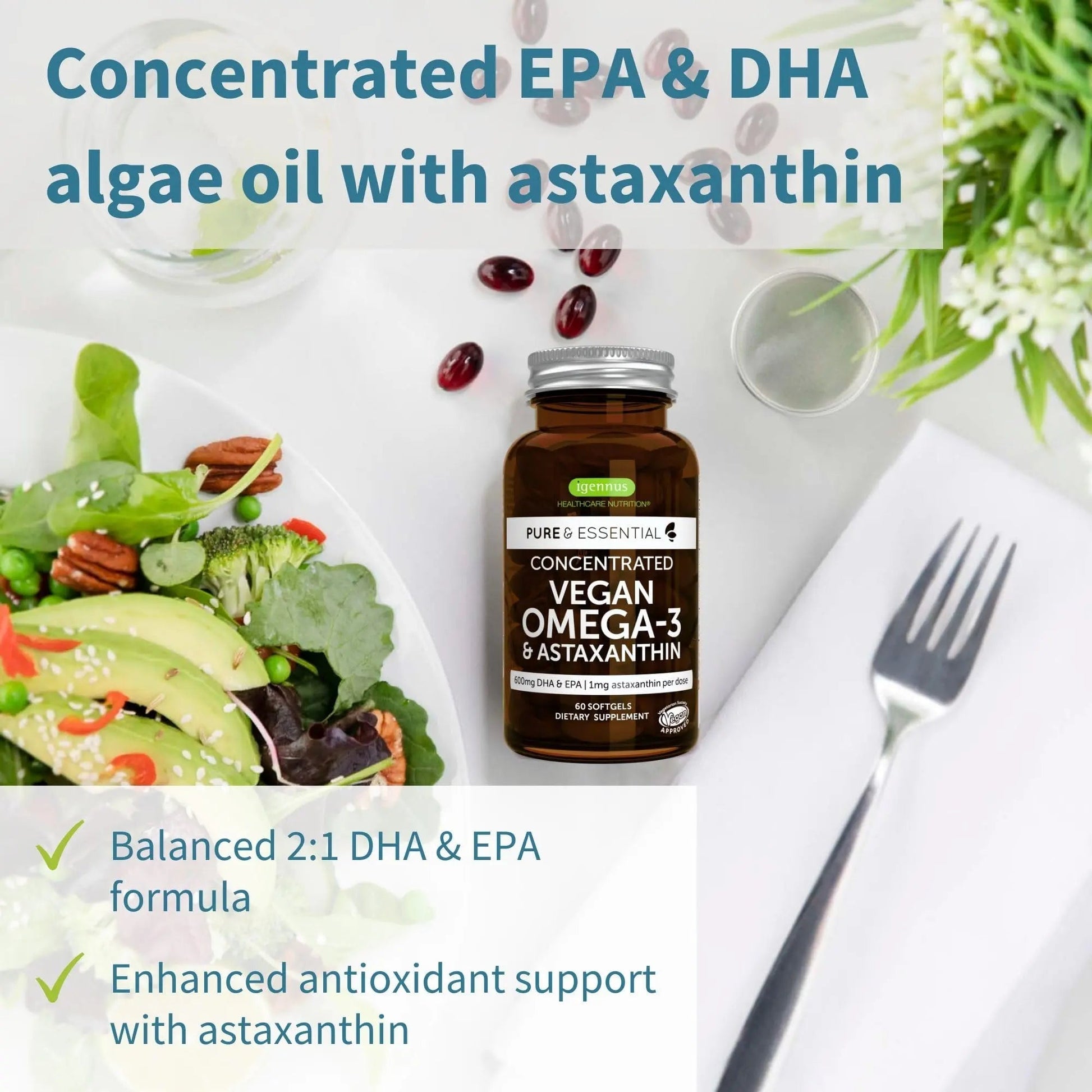 Vegan Omega-3 Algae Oil + Advanced Kids Multivitamin Gummy Bundle, High Concentration DHA & EPA + Vitamin A, B, C, D3 & E Igennus Healthcare NutritionAu supplements