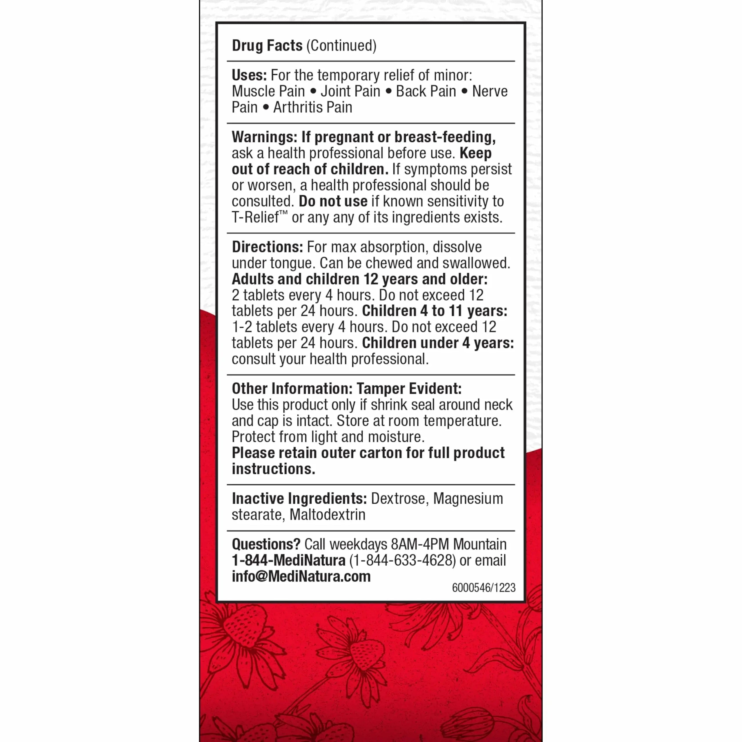 MediNatura T-Relief Pain - Arnica Medication for Naturally Soothing Body Aches - Supports Muscle, Joint & Back Relief - Chewable Tablets - Plant-Based Tablets - Non-Addictive - 100 Count - 2 Pack MediNaturaAu supplements