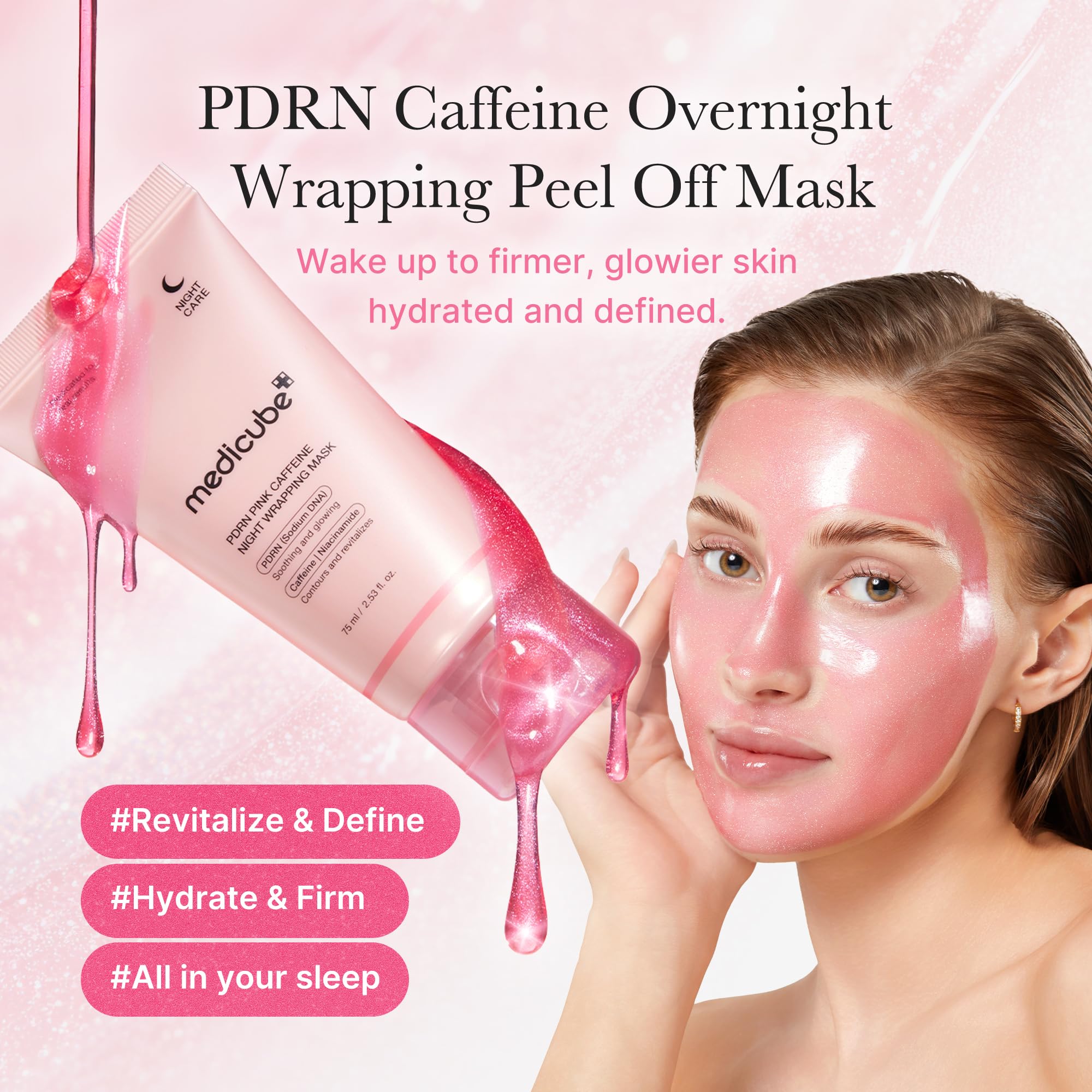 medicube Wrapping Mask PDRN Caffeine Overnight Peel Off Facial Mask | Firming, Depuffing & Hydration | Caffeine, Collagen For Refined, Glass Skin & Face Contour Support | Korean Skin Care, 2.53 fl.oz medicubeAu supplements
