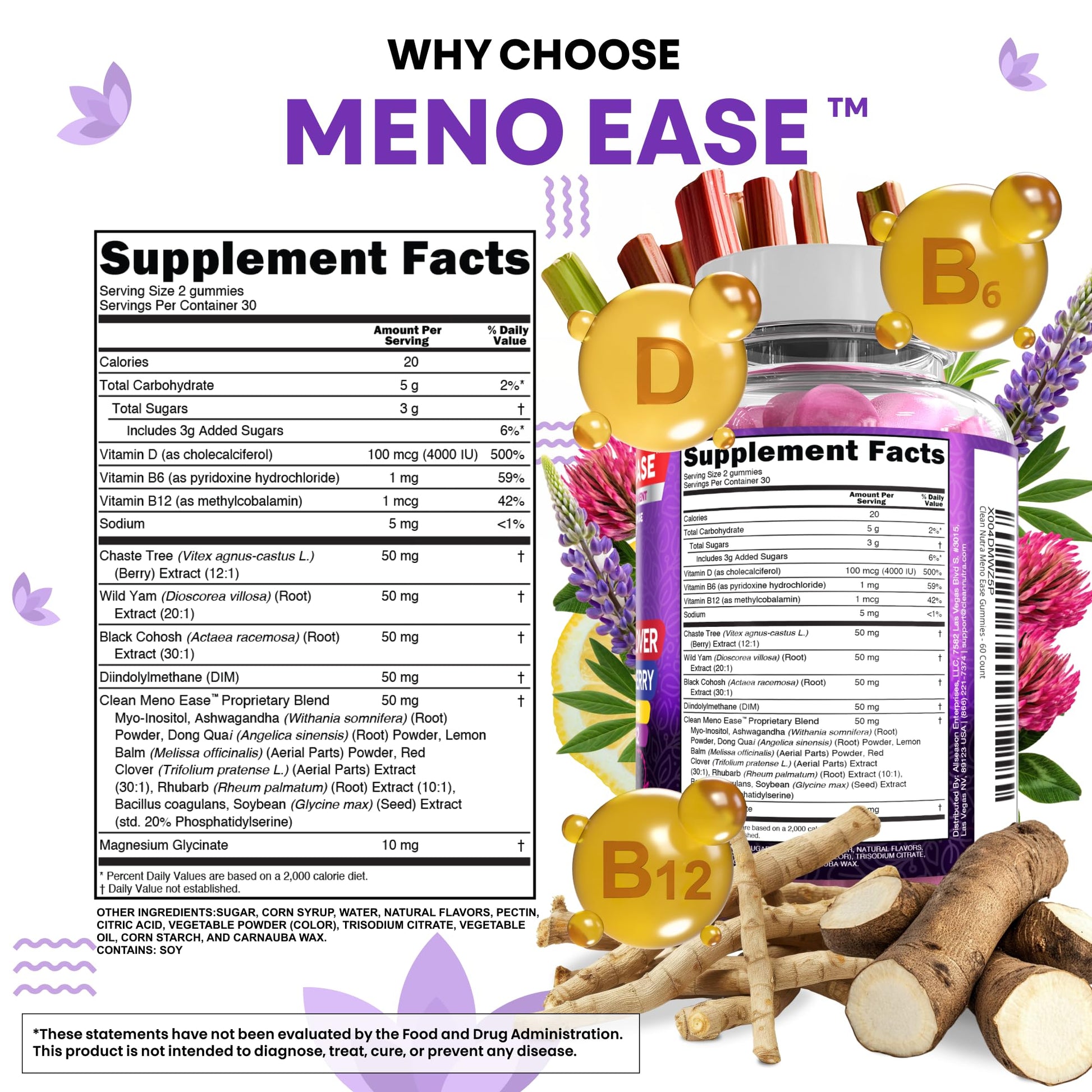 Menopause Supplement for Women Gummies with Black Cohosh, Wild Yam, DIM, Magnesium, Red Clover Chasteberry for Hormone Balance Relief Night Sweats Mood Plus Bergamot, Vitamin D3, Vitamin B6 B12 Clean NutraceuticalsAu supplements