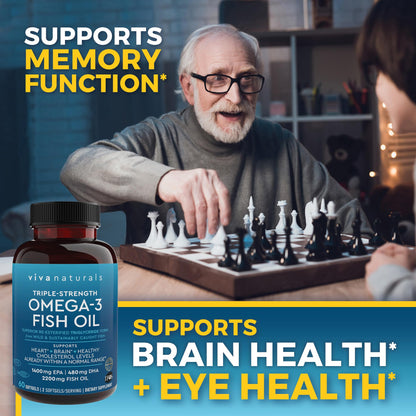 Viva Naturals Triple Strength Omega 3 Fish Oil Supplement - 2200 mg Wild Caught Viva NaturalsUS supplements